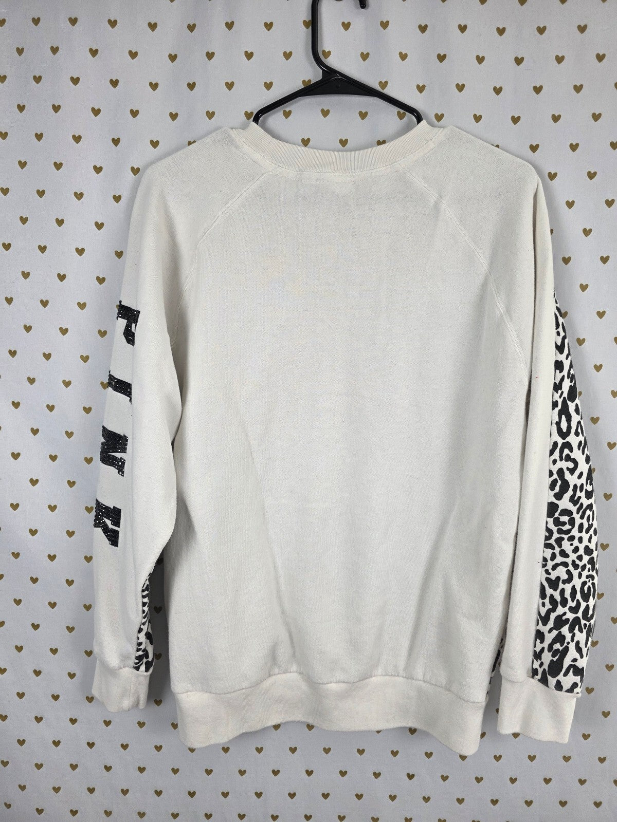 Victorias Secret Pink Bling Logo Cheetah Leopard crew sweater Studded XS
