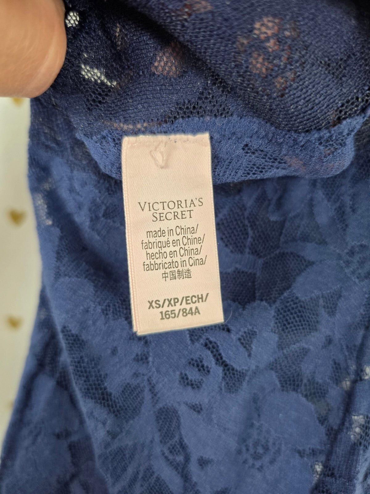 Victorias Secret Dark Blue Stretch Lace Sheer Sexy Dress XS