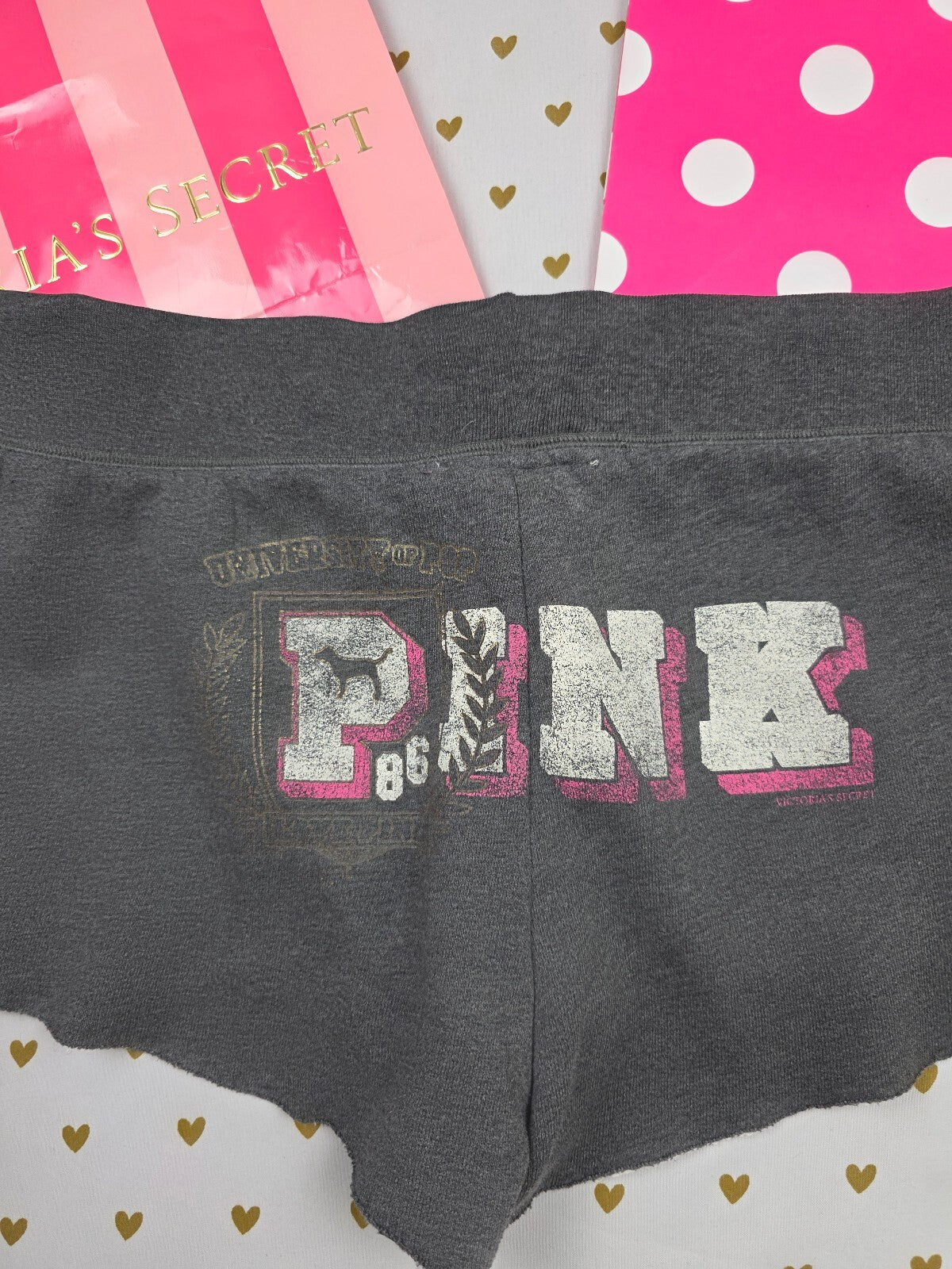 Victorias Secret PINK Vintage y2k University Sweat Shorts Booty Grey Large