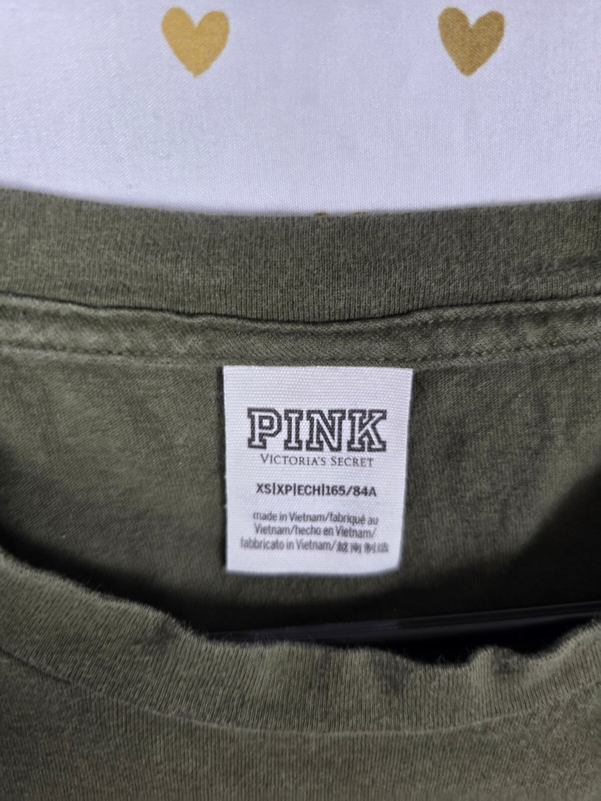 Victorias Secret PINK Leopard Cheetah Logo Green Pocket Tee shirt XS
