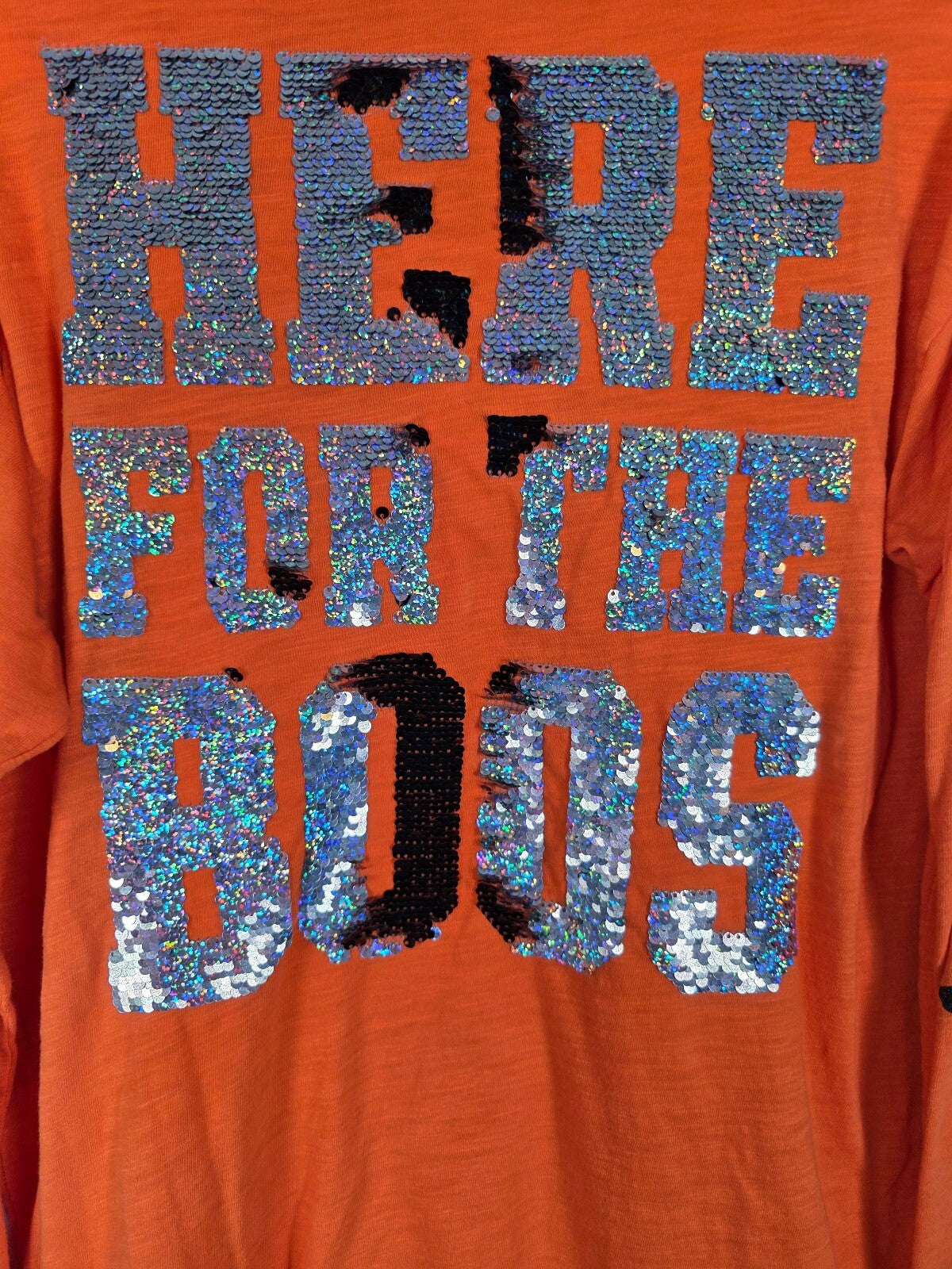 Victorias Secret PINK HTF HALLOWEEN Here for the BOOS BLING Tee Lace front MED