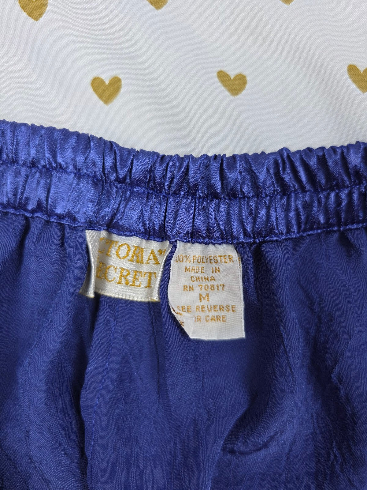 Victorias Secret Gold Label Vintage Blue SATIN Sleep Shorts Boxers Pajama Bottom