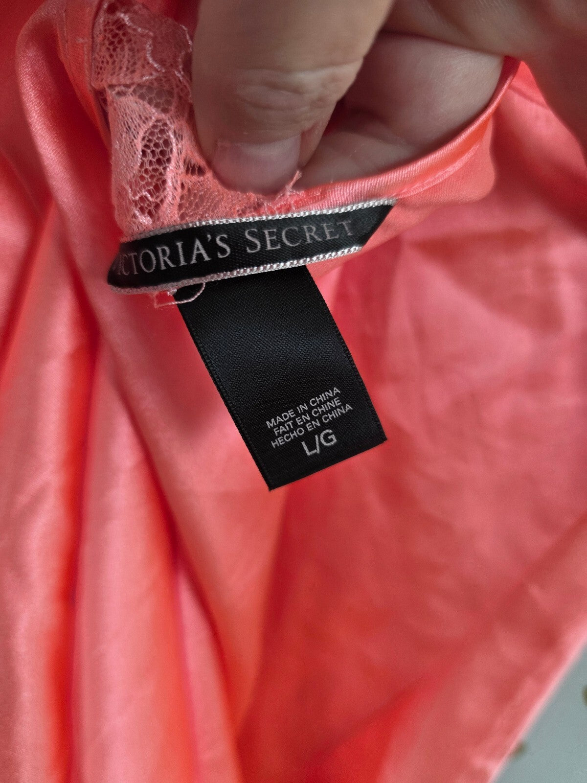 Victorias Secret Neon Satin Silky Nightie Lingerie Slip Dress Large Strappy