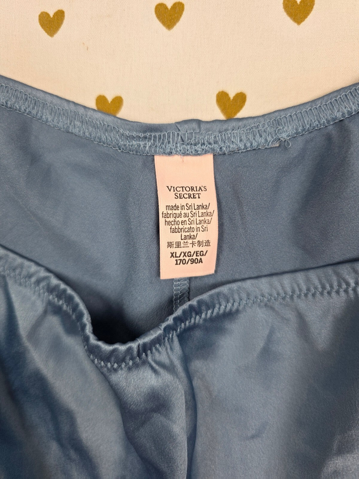 Victorias Secret Blue Satin Side Tie Sexy Sleep Shorts Boxers Pajama Bottoms XL