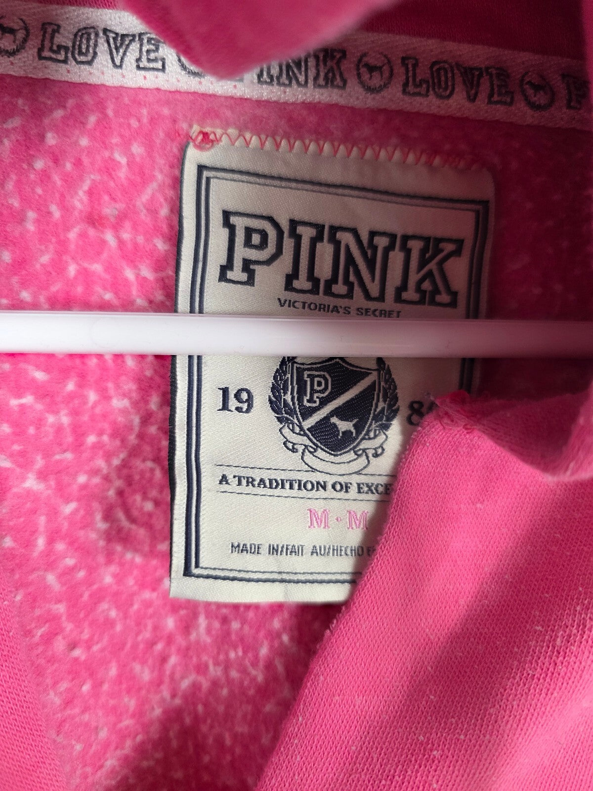 Victorias Secret Pink Vintage y2k Pullover V neck Hoodie Sweater PEACE Medium