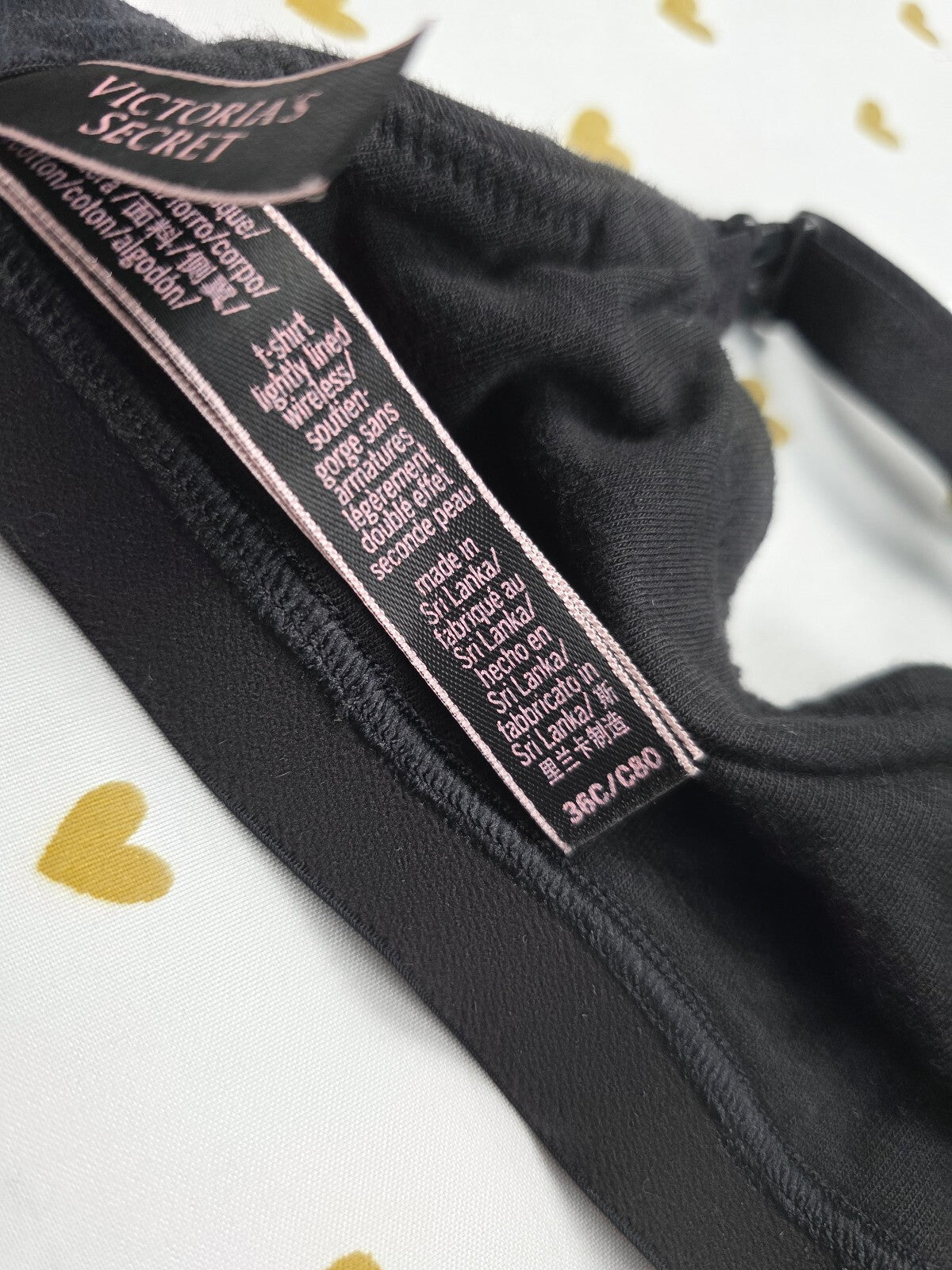 Victorias Secret Black T shirt Lightly Lined Wireless No Wire Bra 36C
