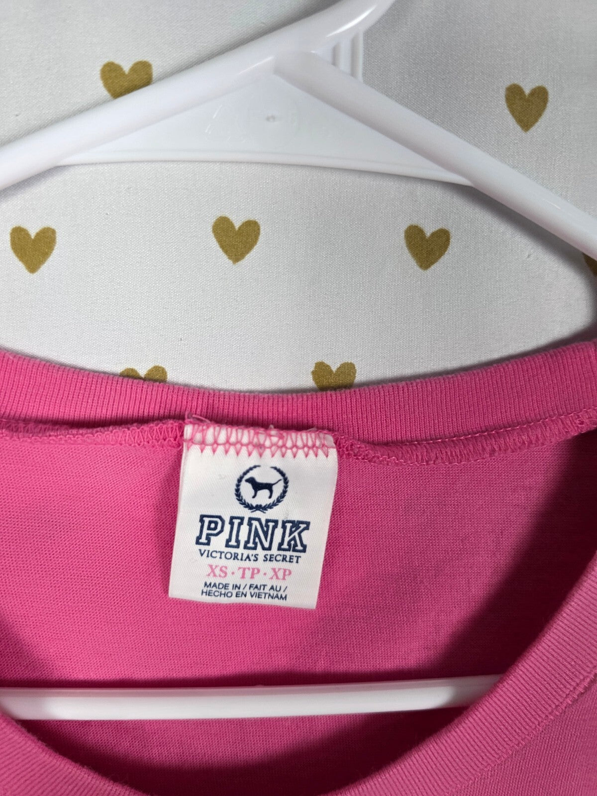 Victorias Secret PINK Vintage FULL GLITTER heart Y2k V Neck Tee shirt XS