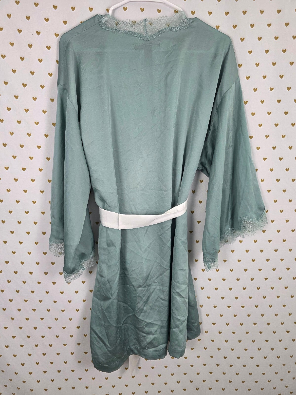 Victorias Secret Satin Silky Robe Lace Lined Satin XS Small Kimono Lounge