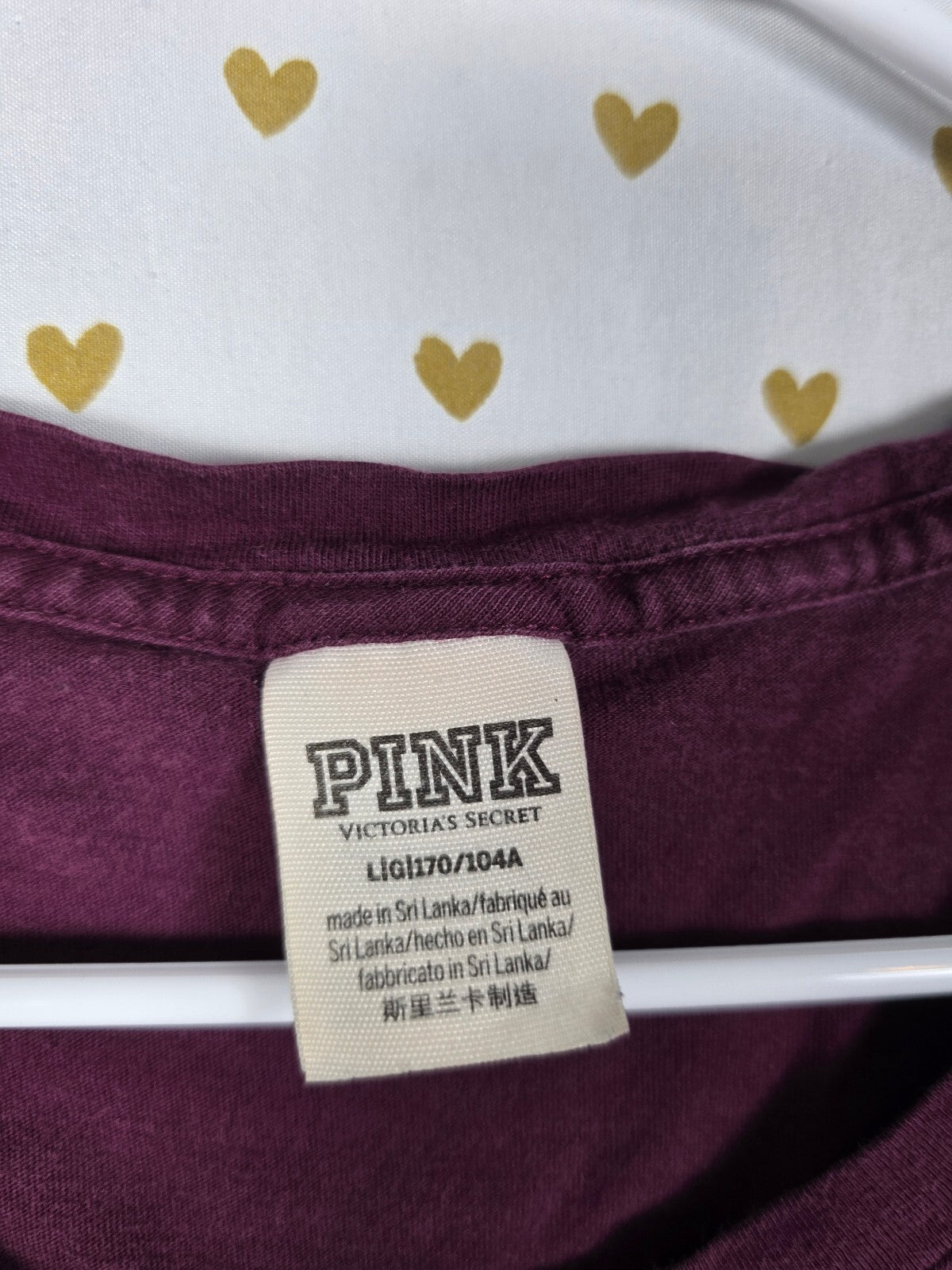 Victorias Secret PINK Maroon Crest Tee Shirt Dog Logo LARGE