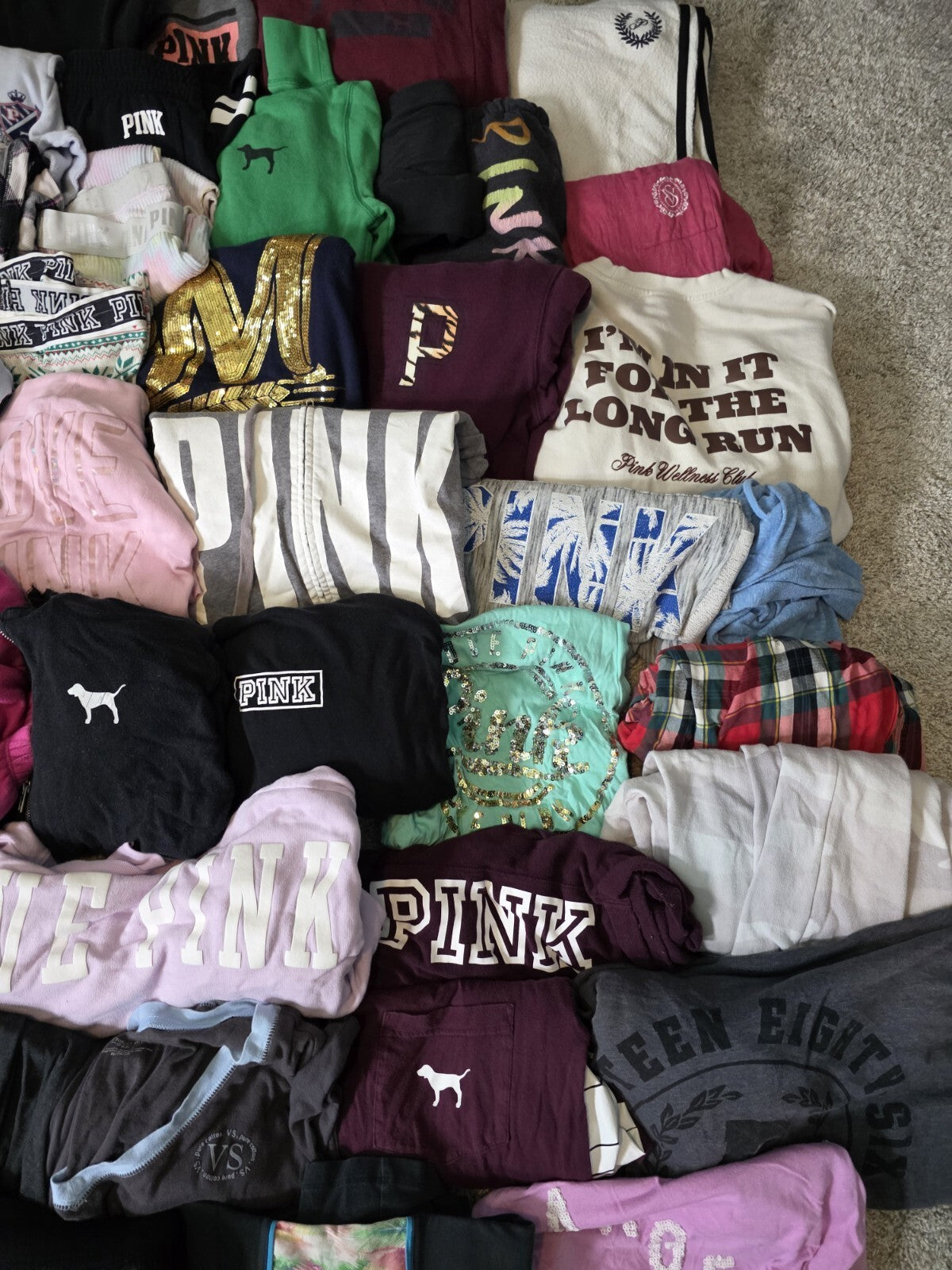 Lot of 53Pcs Victoria's Secret and PINK Shirts Hoodie Leggings (stains/wear)