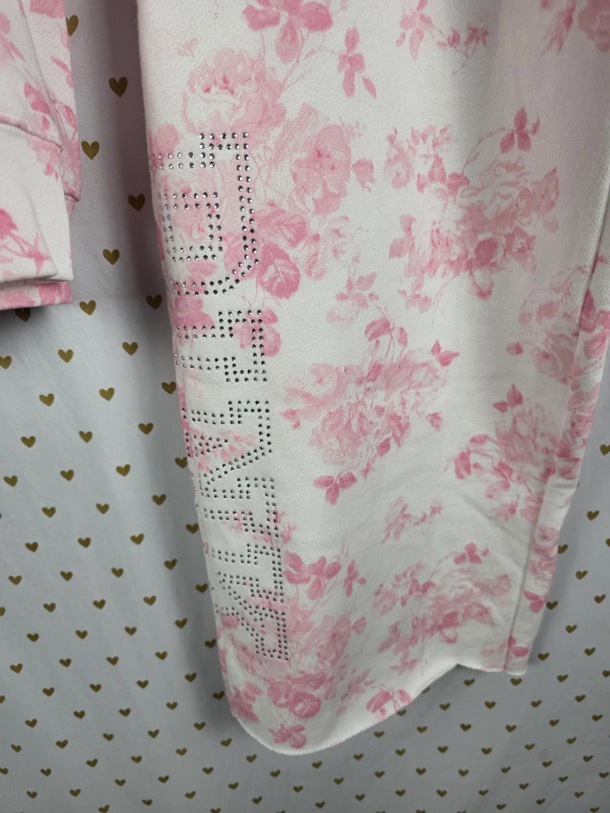 NWT XS LoveShackFancy VS Pink Sweatpants BLING SET Sweatshirt Everblooming White