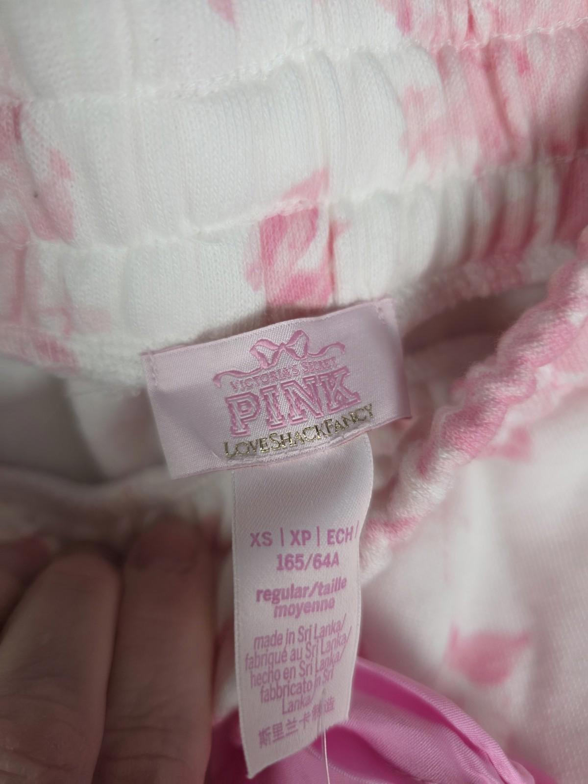 NWT XS LoveShackFancy VS Pink Sweatpants BLING SET Sweatshirt Everblooming White
