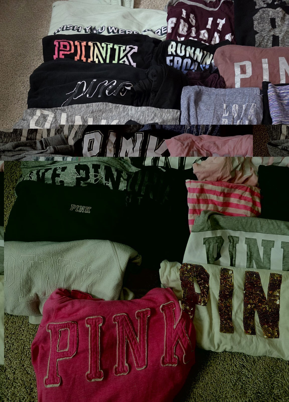 Lot of 42 Pcs Victoria's Secret and PINK Shirts Hoodie Leggings (stains/wear)