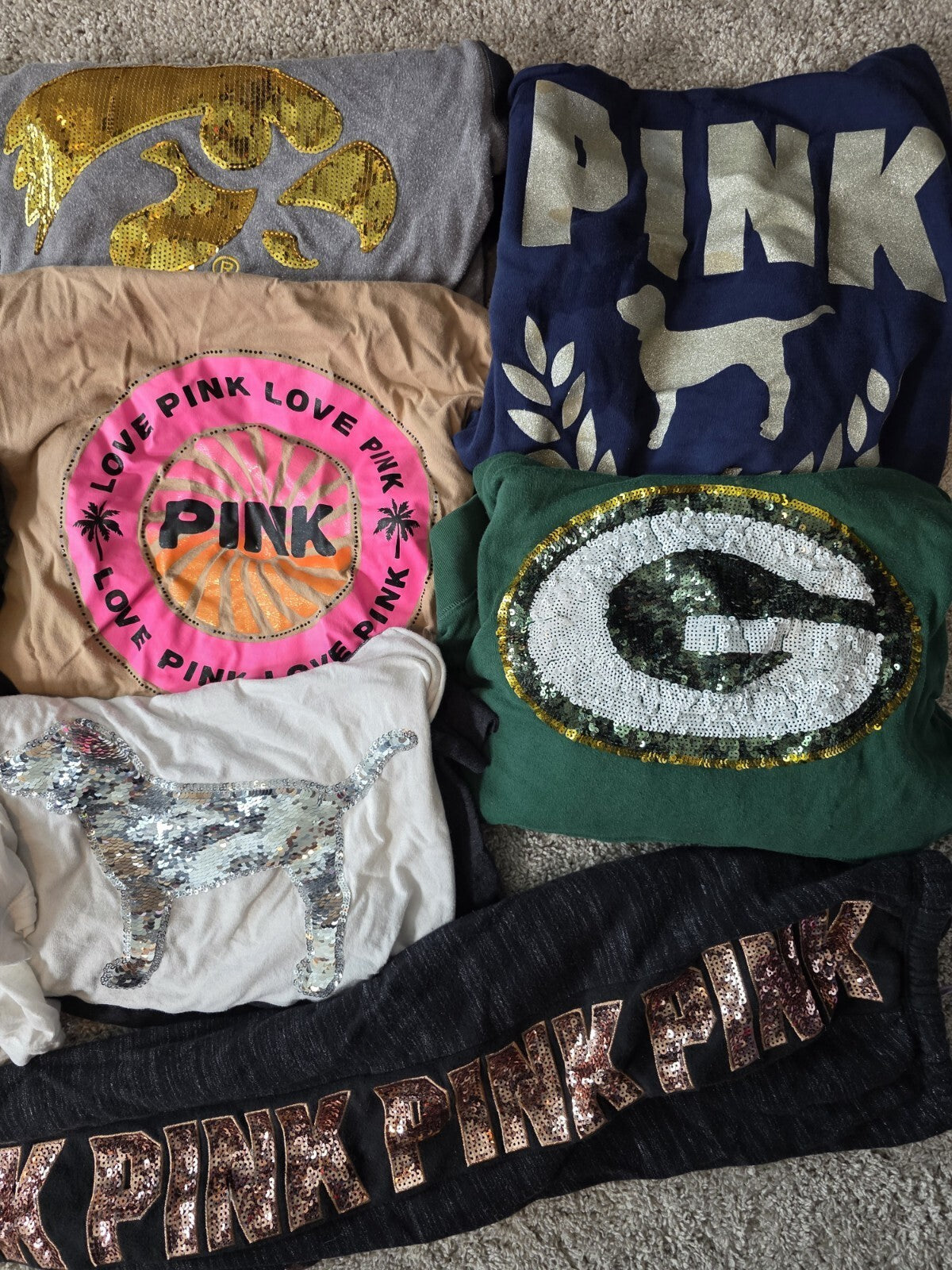Lot of 12 Pcs Victoria's Secret and PINK Shirts Hoodie Sweats FLAWED BLING