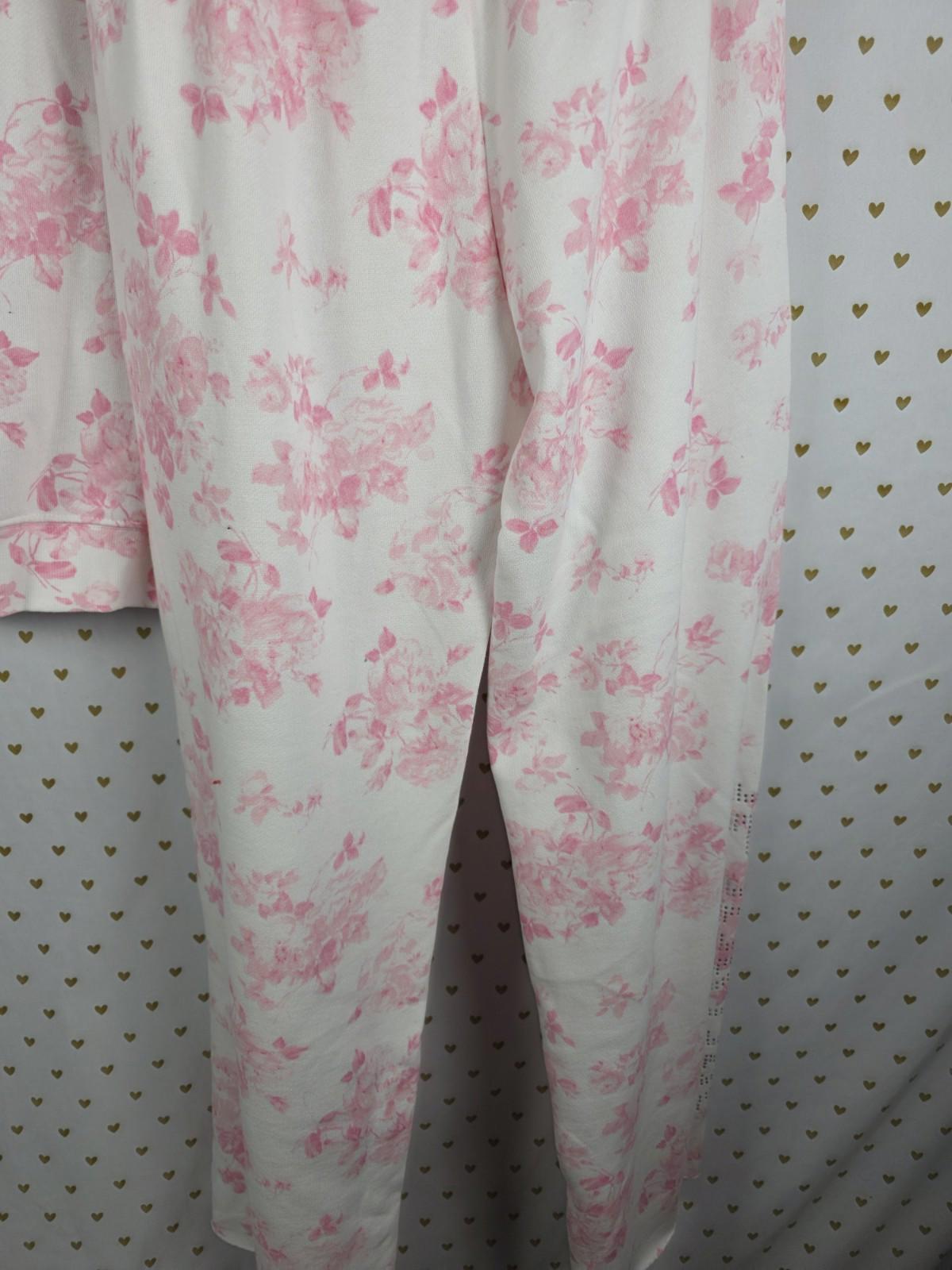 NWT XS LoveShackFancy VS Pink Sweatpants BLING SET Sweatshirt Everblooming White