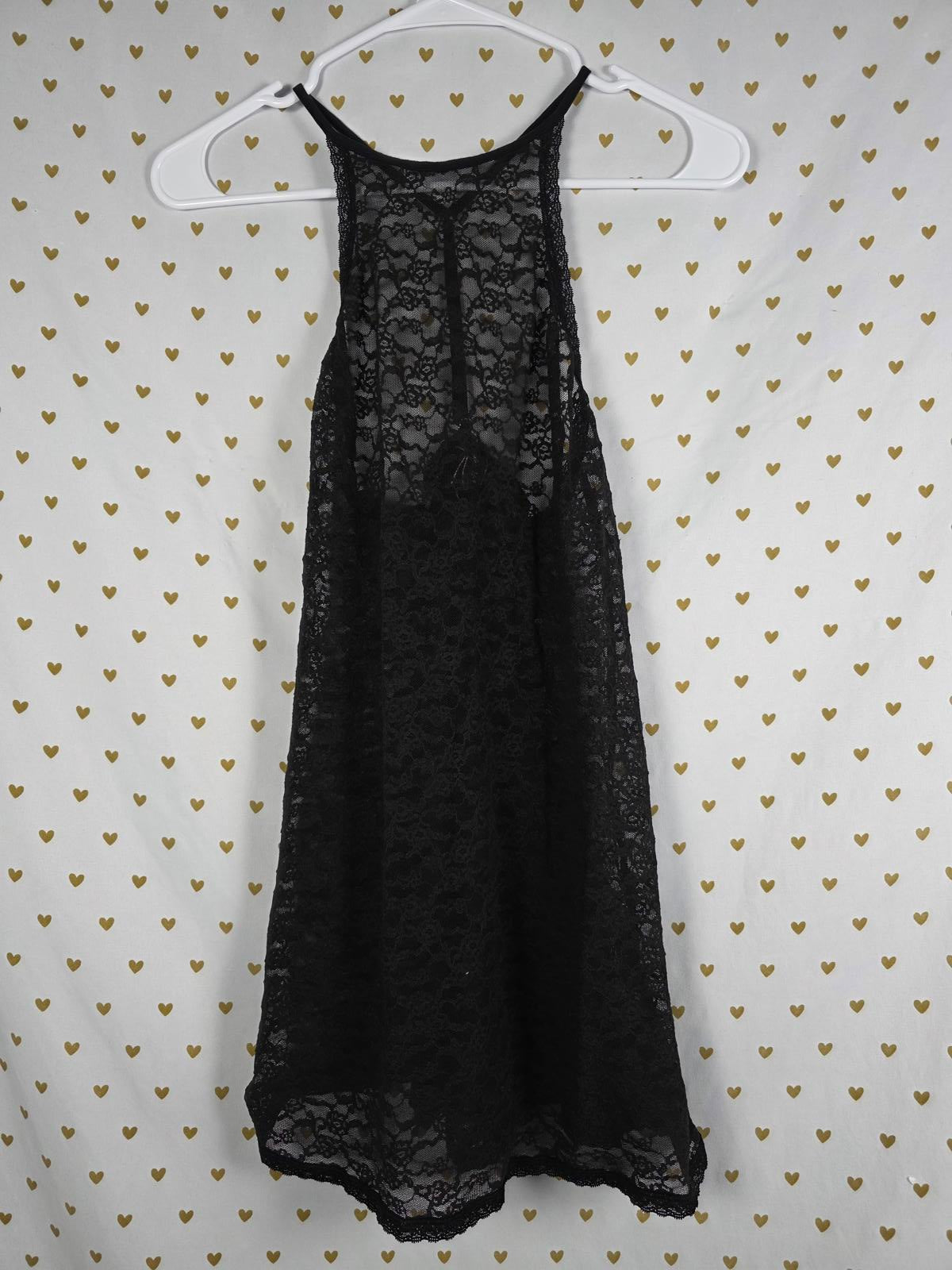 Victorias Secret black Lace Sheer sexy racerback nightie Lingerie Small