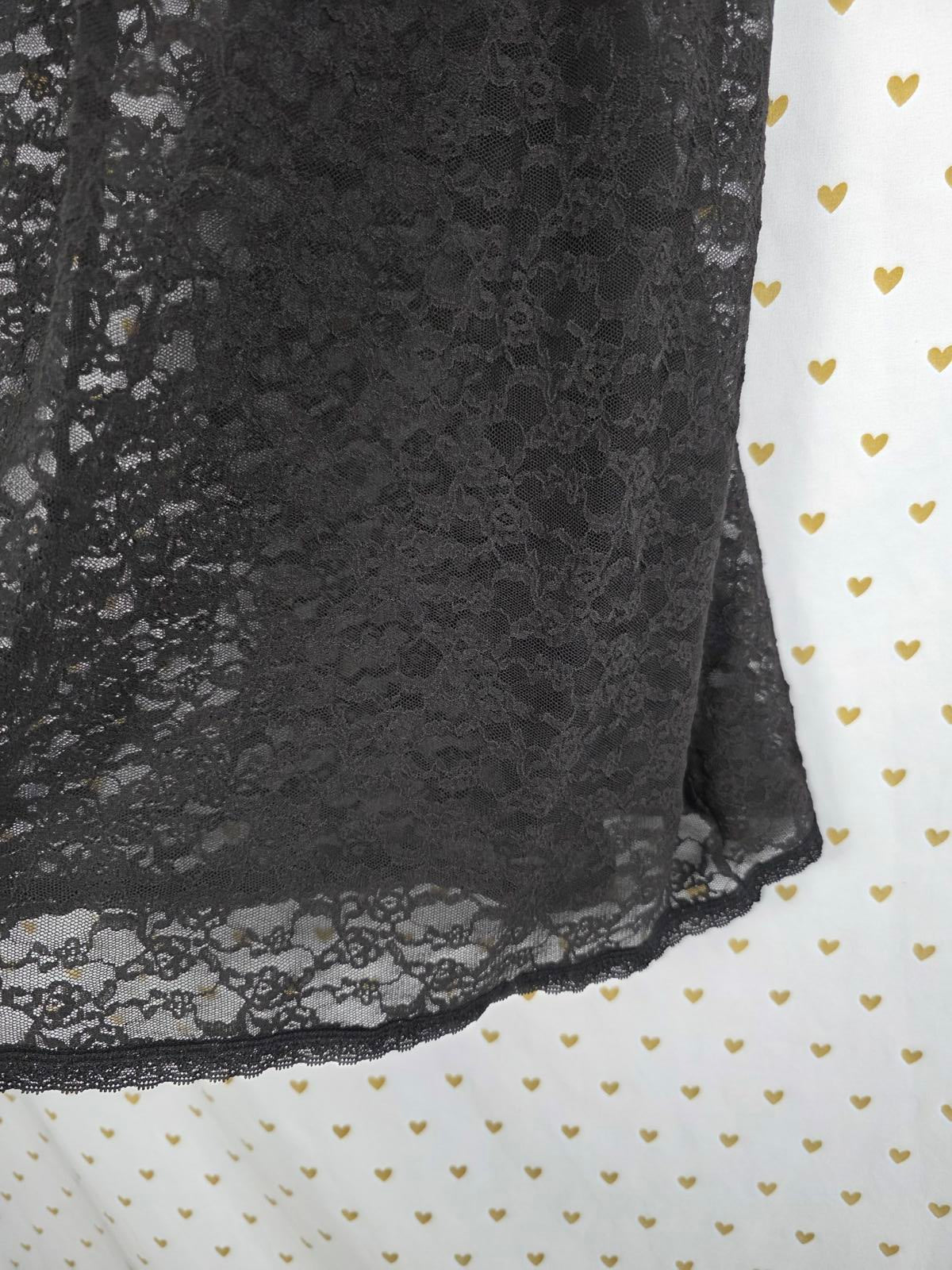 Victorias Secret black Lace Sheer sexy racerback nightie Lingerie Small