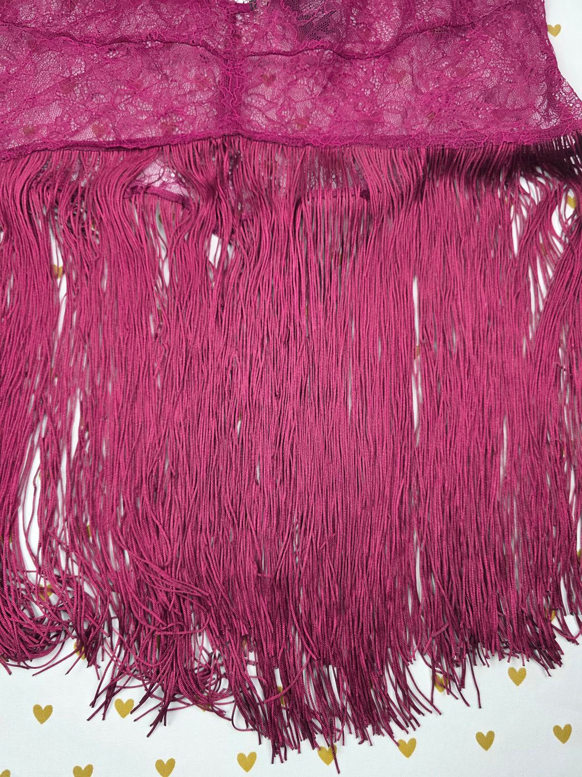 Victorias Secret Sexy Lace Babydoll Fringe Slip Nightie Lingerie Maroon