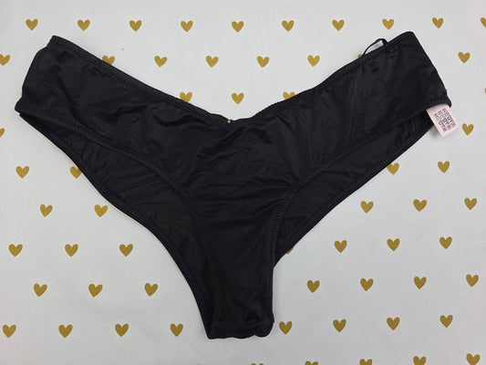 Victorias Secret Black Satin Caged High Leg Cheeky Panties SMALL