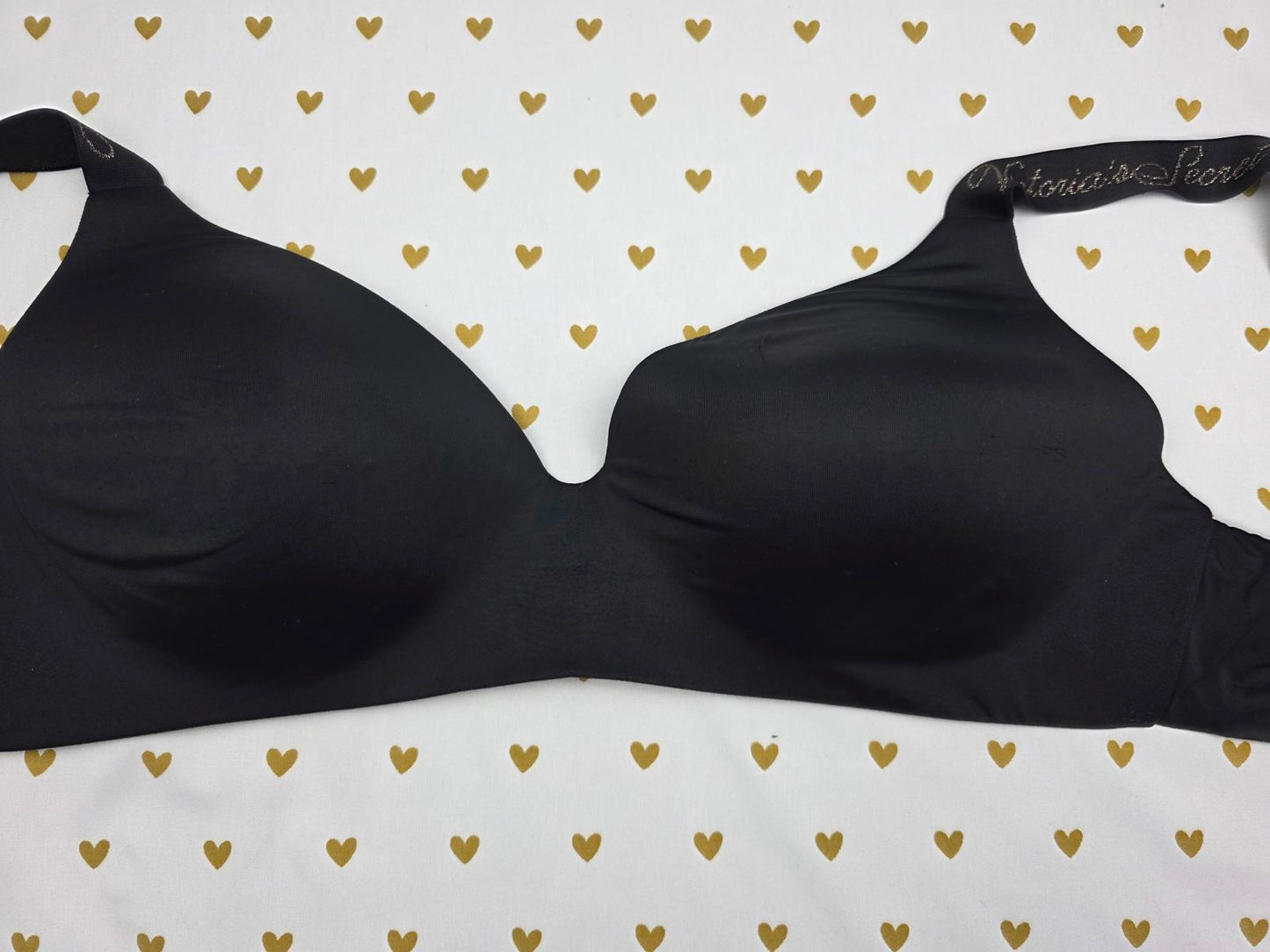 Victorias Secret Glitter logo strap T shirt lightly lined wireless bra 34DDD