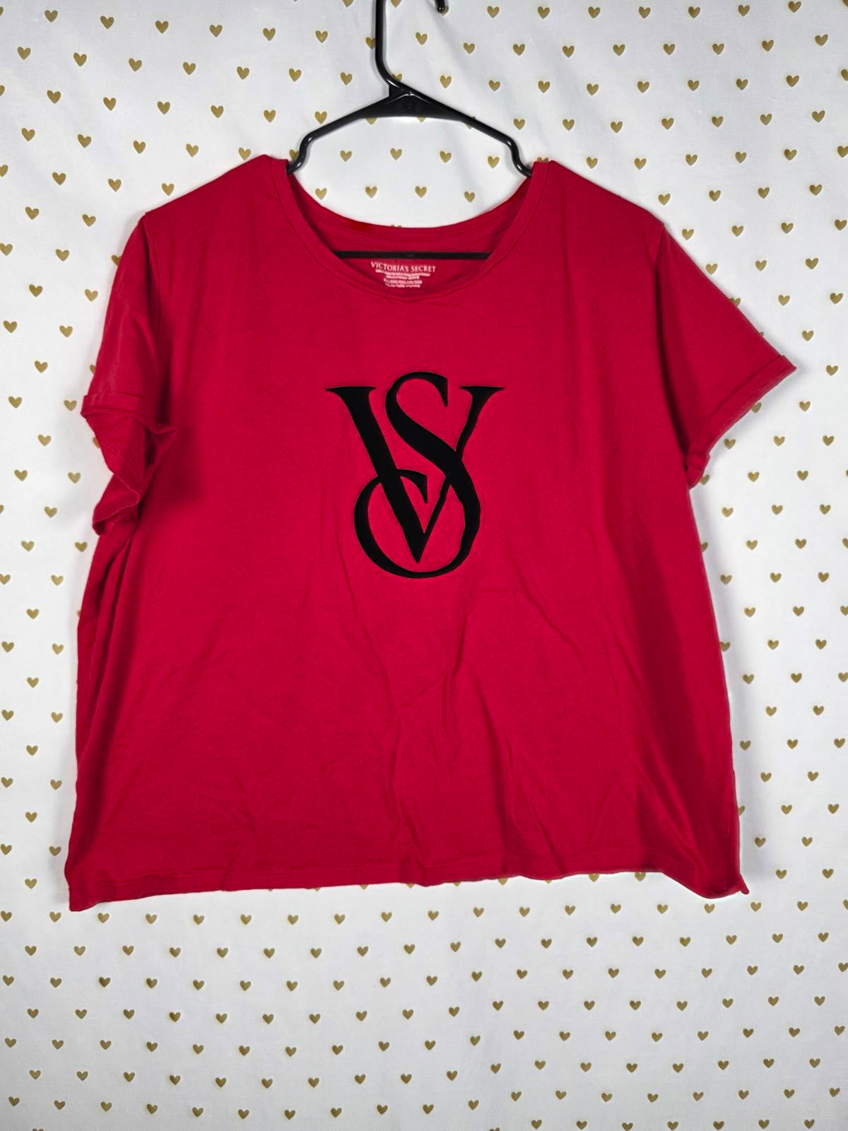 Victorias Secret VS Logo Red Cute Tee Shirt 2X XXL Velvet