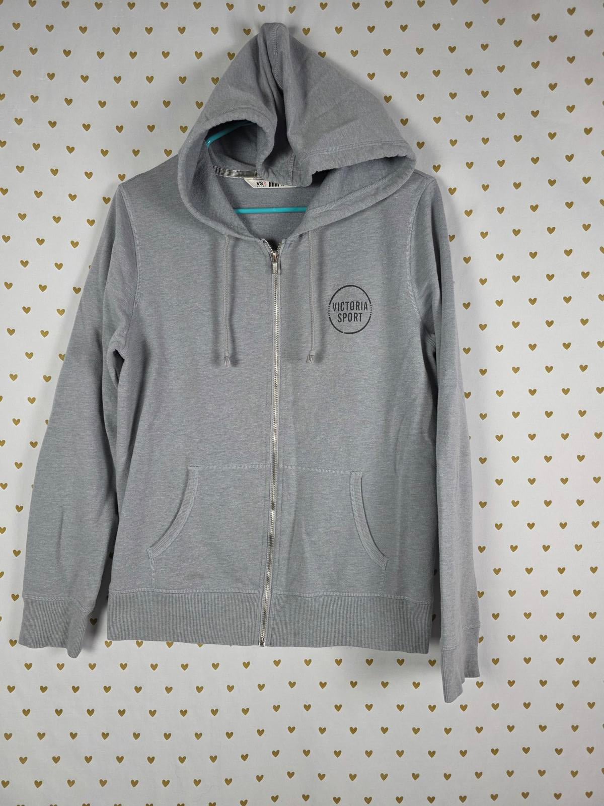 Victorias Secret SPORT Soft Grey Hoodie Full ZIp Jacket coat sweater MEDIUM