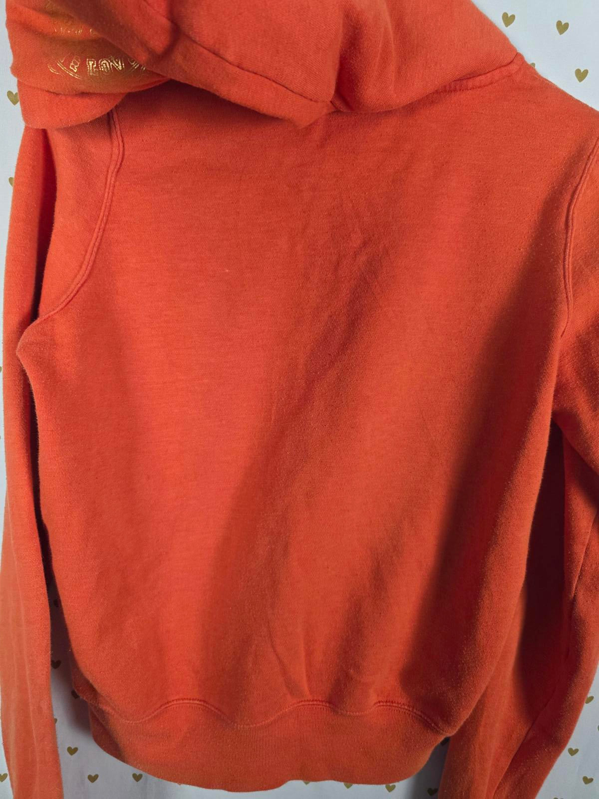 Victorias Secret Pink Orange LOVE Full Zip Hoodie Jacket FAVORITE SWEATS Small