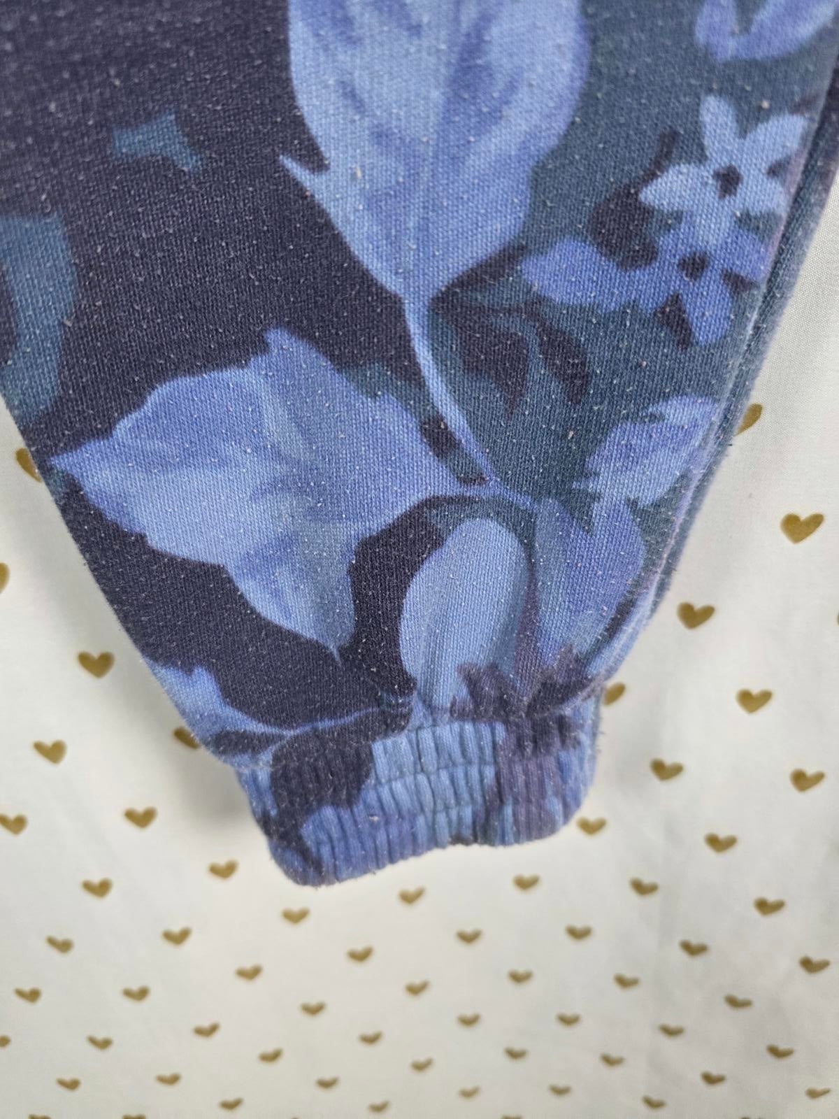 Victorias Secret PINK Floral Blue Tapered Sweats Sweatpants Joggers XS pockets