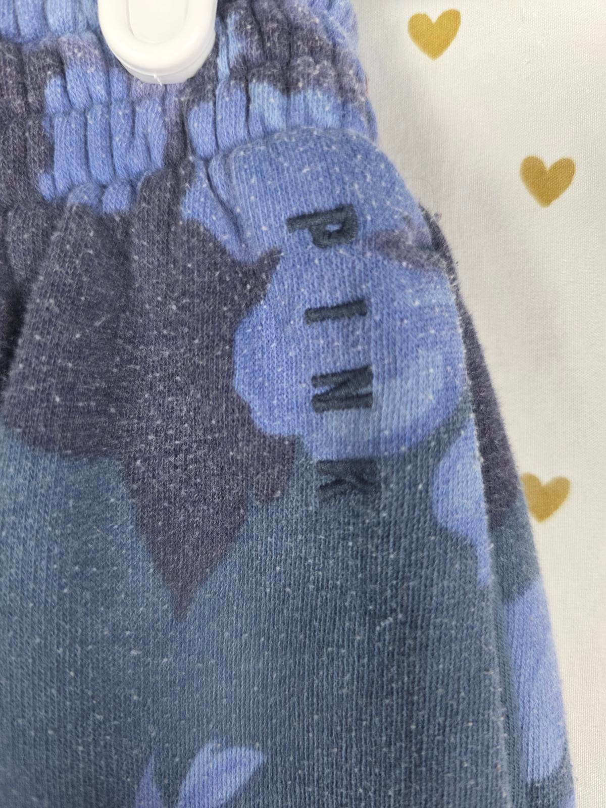 Victorias Secret PINK Floral Blue Tapered Sweats Sweatpants Joggers XS pockets