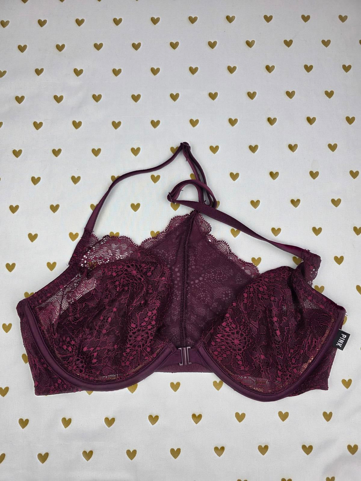 Victorias Secret PINK Front Close Racerback Maroon Bra Push Up 32D