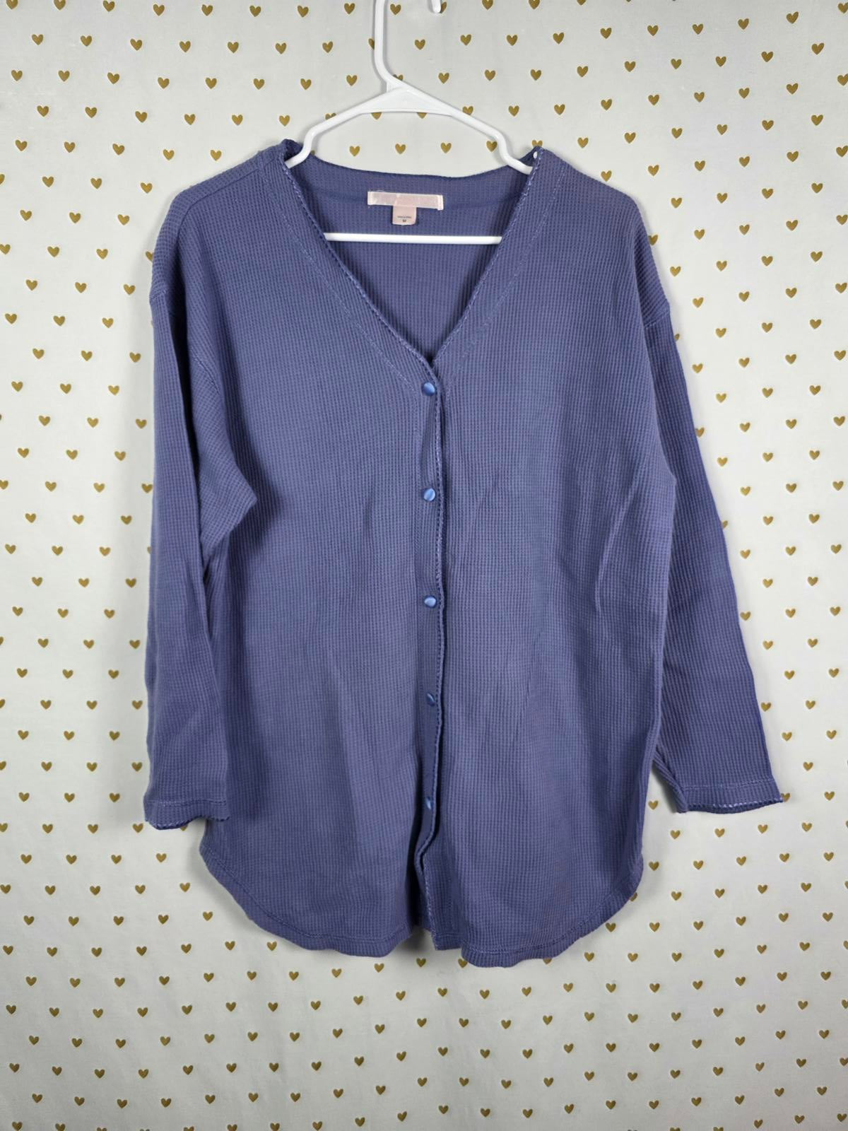 Victorias Secret Waffle Oversized Button Front warm Long sleeve shirt MEDIUM