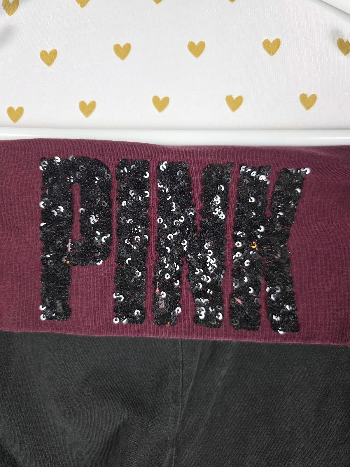 Victorias Secret PINK Foldover Y2k Yoga Pants BLING SEQUINED Fold Down SMALL