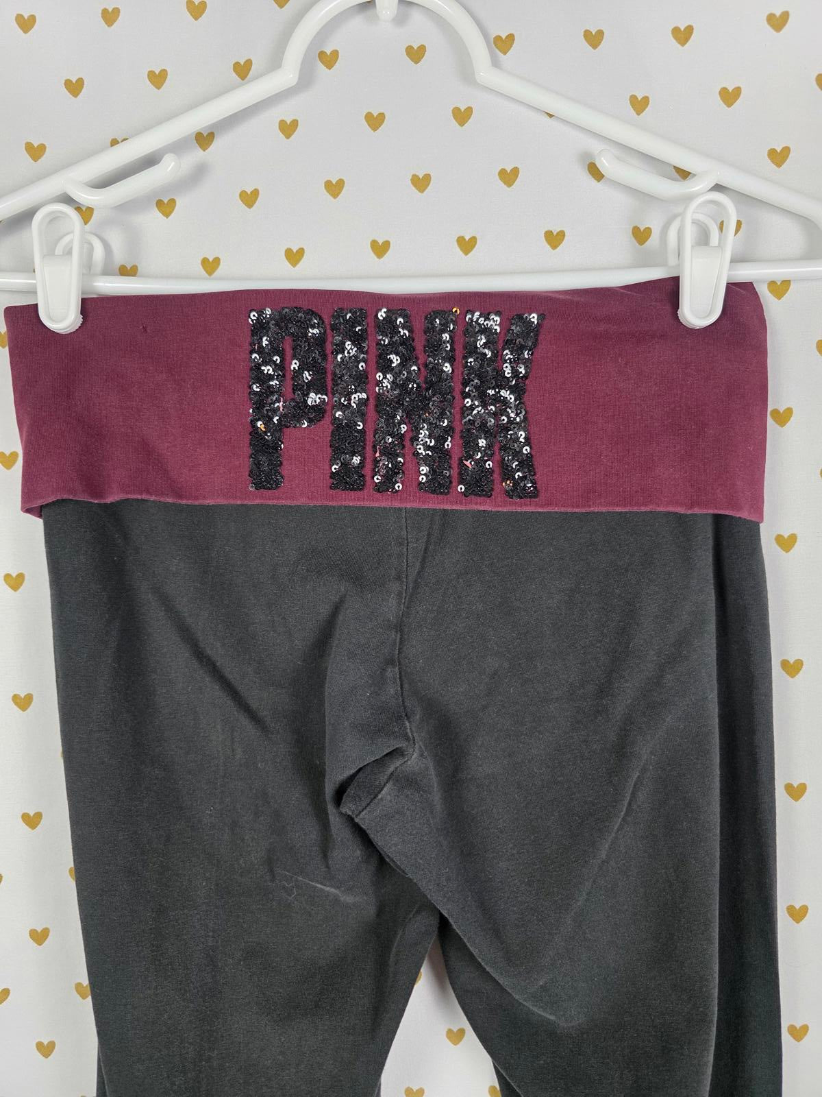 Victorias Secret PINK Foldover Y2k Yoga Pants BLING SEQUINED Fold Down SMALL