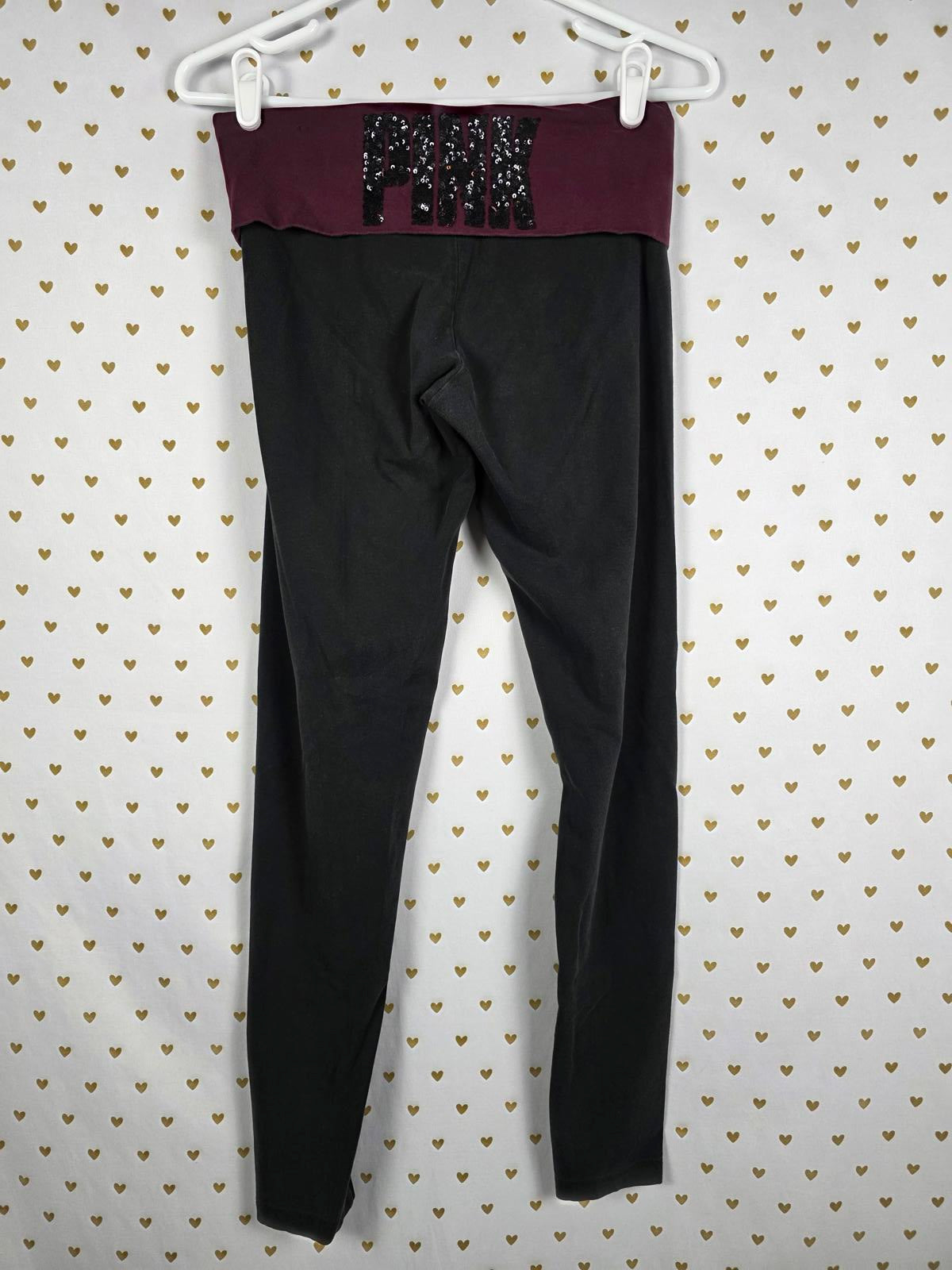 Victorias Secret PINK Foldover Y2k Yoga Pants BLING SEQUINED Fold Down SMALL