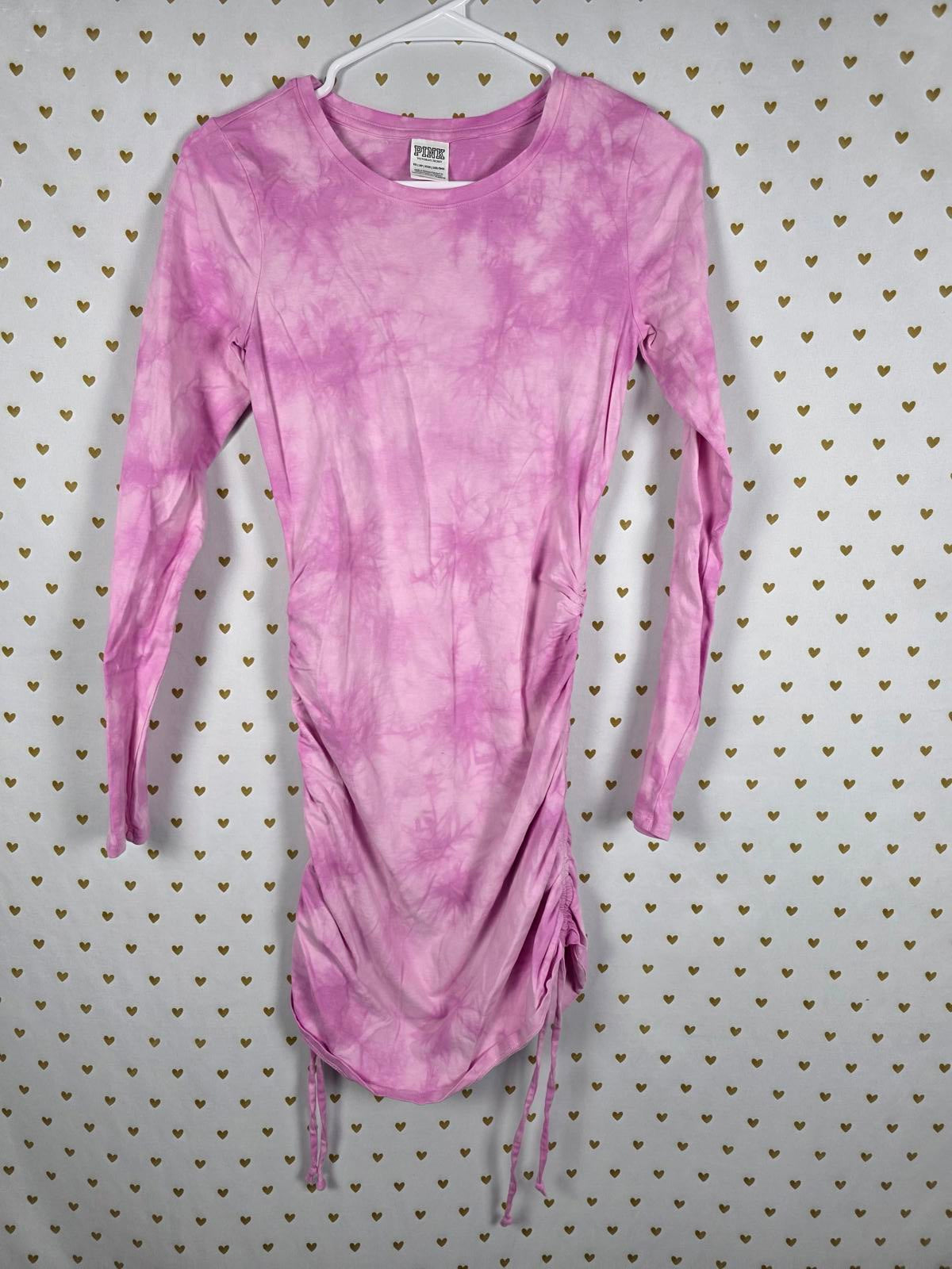 Victorias Secret PINK Tye Dye Cinched Side Long sleeve Dress XS