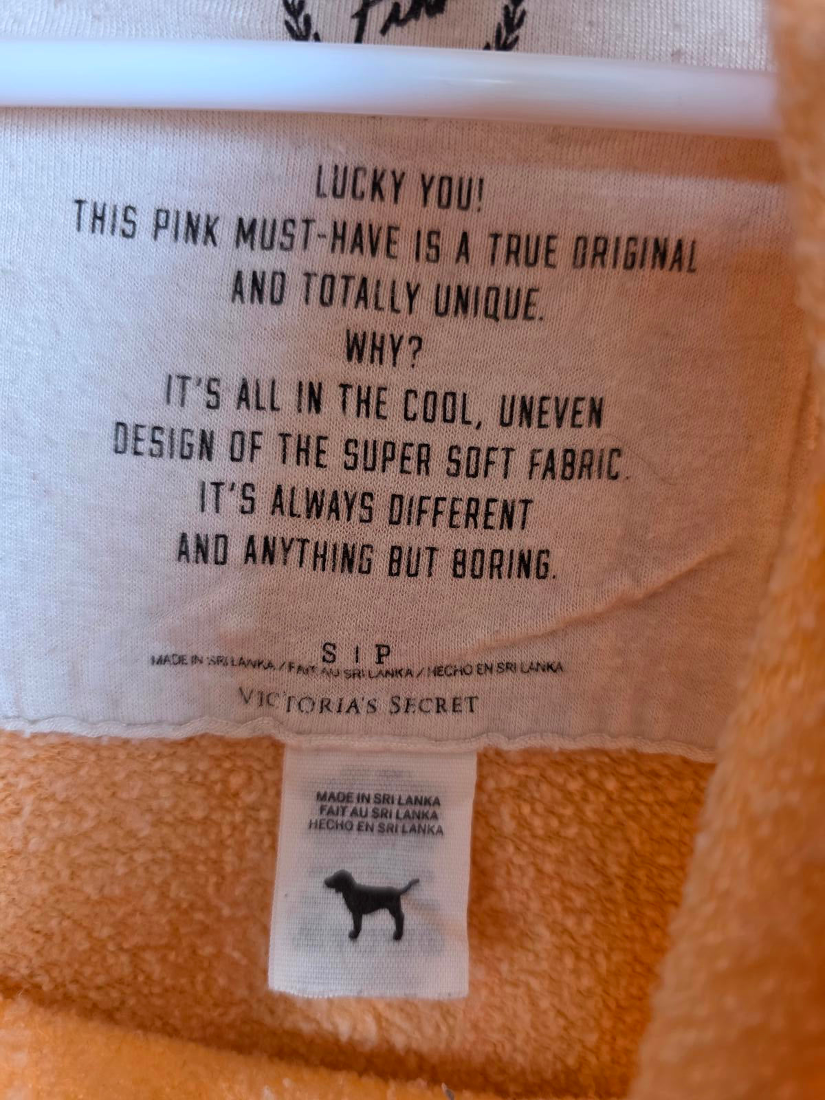 Victorias Secret Pink UNIQUE Pullover Hoodie Sweater Peach SMALL