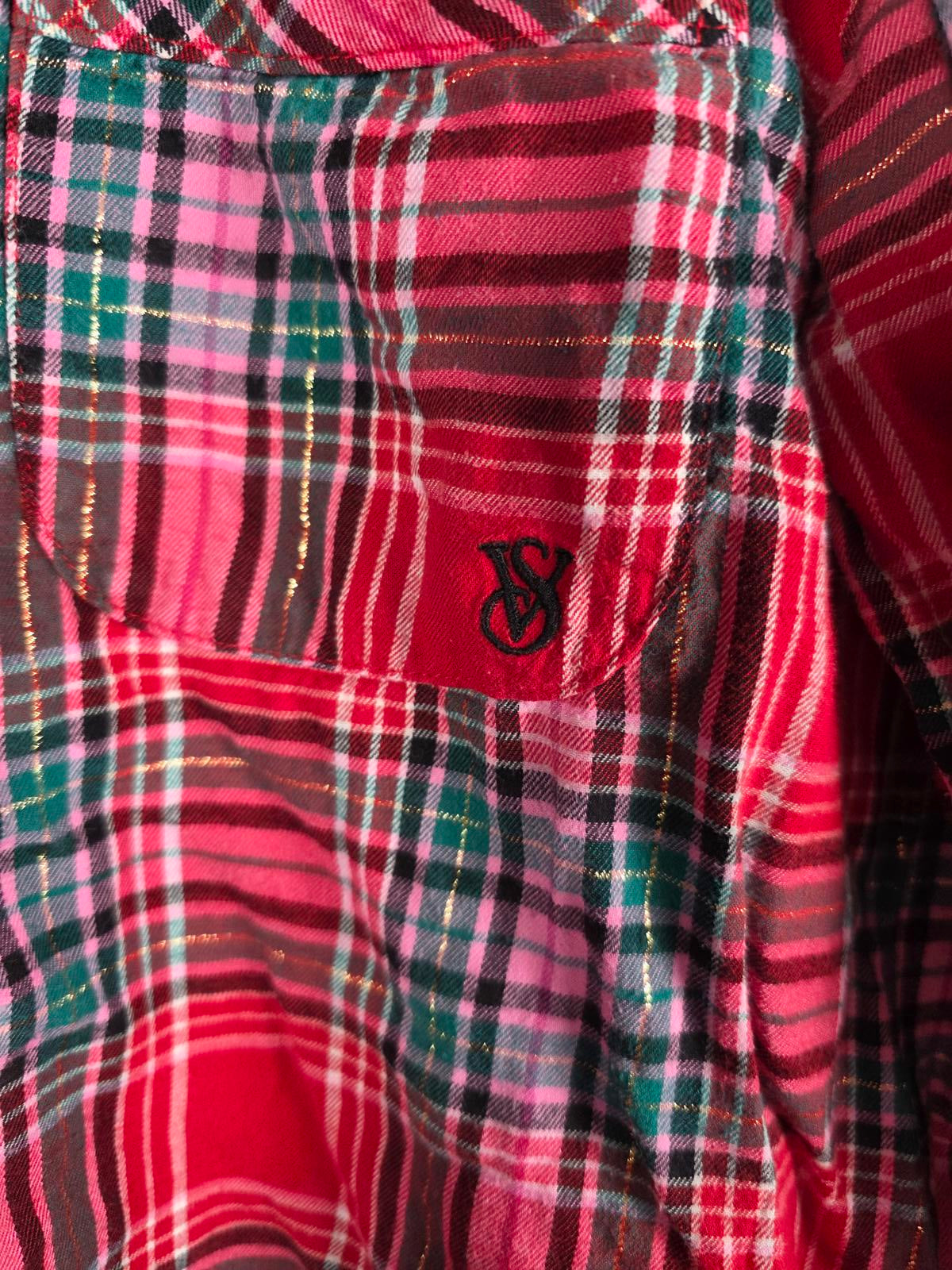 Victorias Secret LARGE Plaid Sleep Set Button Down Shirt & Pants
