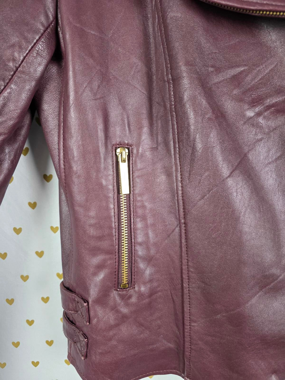 Victoria's Secret SUPER SOFT 100% Leather Motorcycle Moto Jacket Maroon SMALL