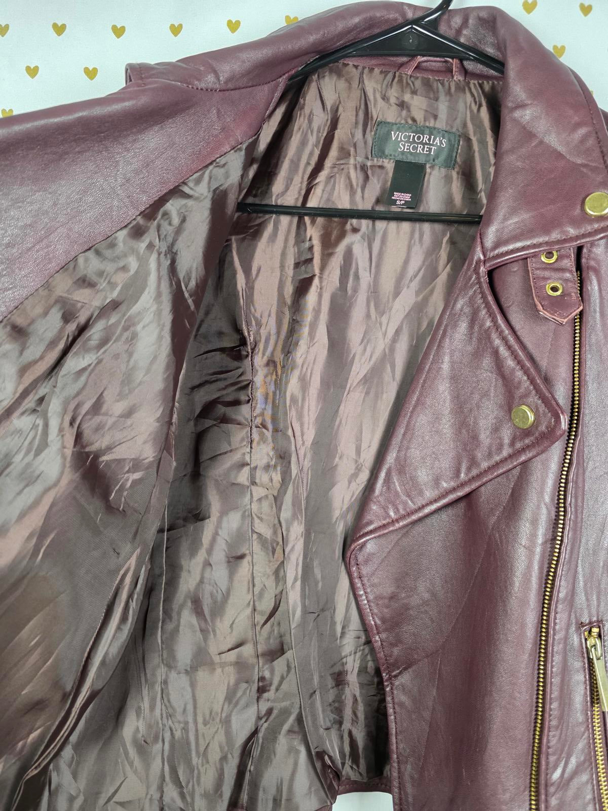 Victoria's Secret SUPER SOFT 100% Leather Motorcycle Moto Jacket Maroon SMALL