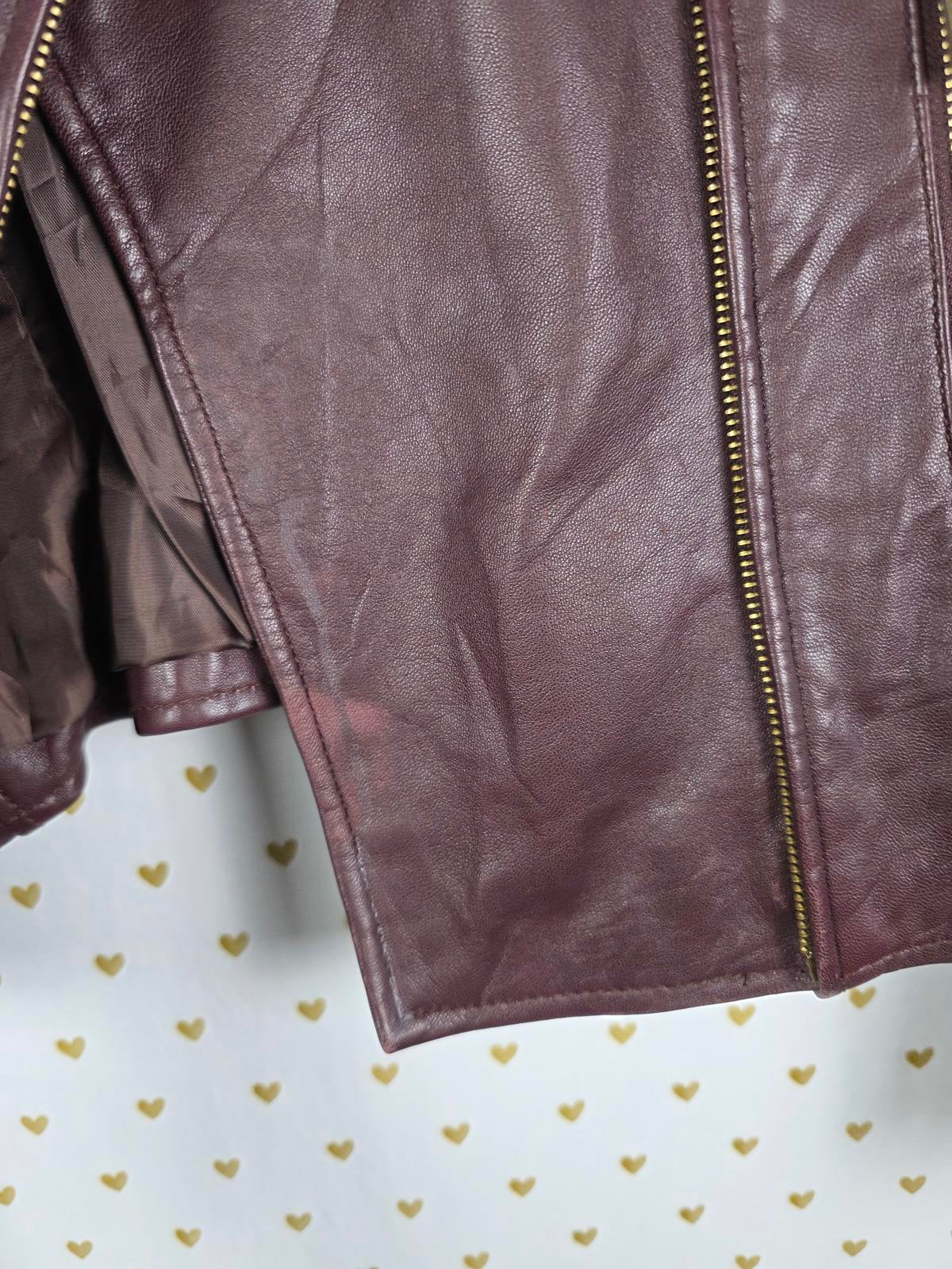 Victoria's Secret SUPER SOFT 100% Leather Motorcycle Moto Jacket Maroon SMALL