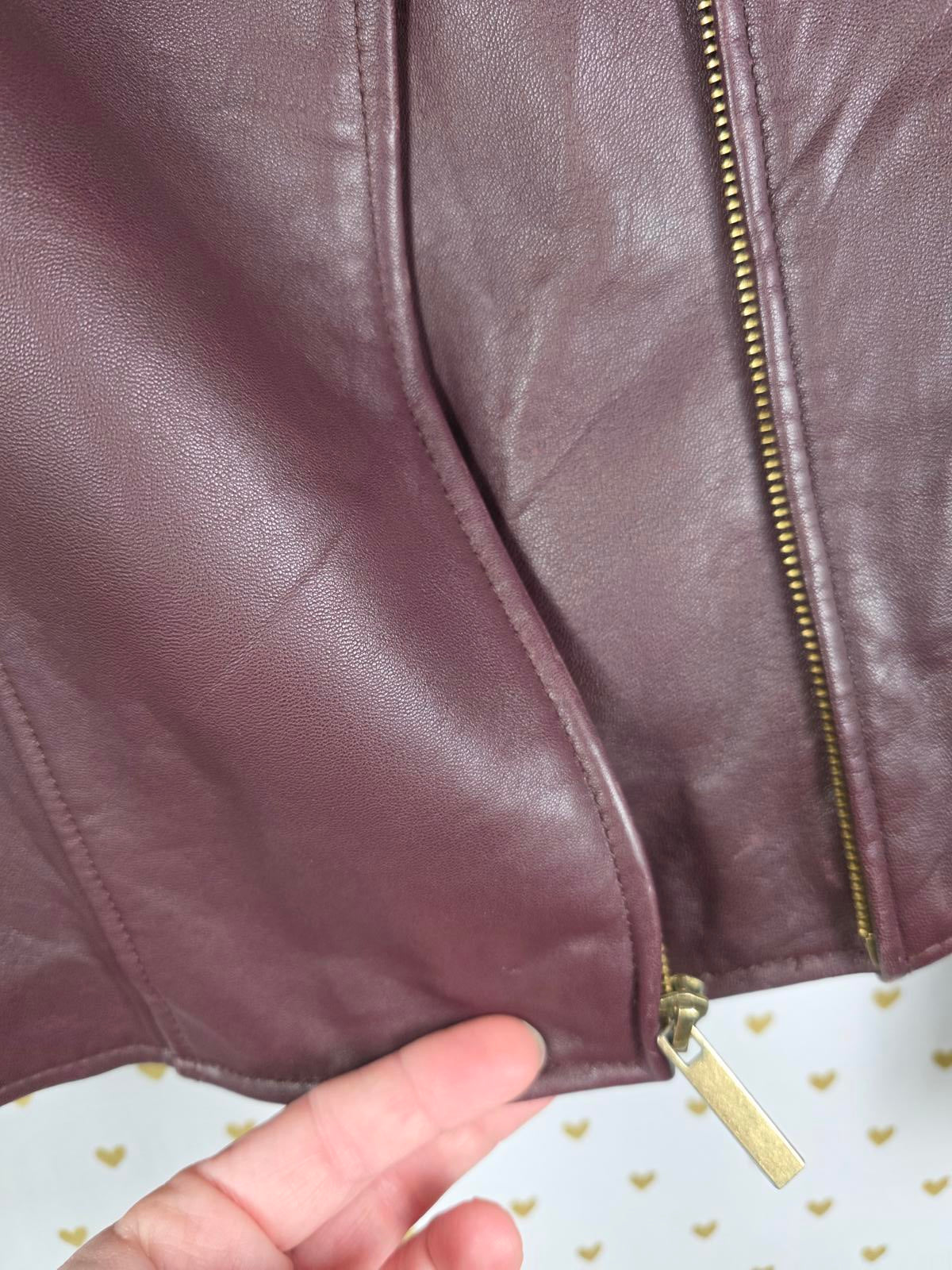 Victoria's Secret SUPER SOFT 100% Leather Motorcycle Moto Jacket Maroon SMALL