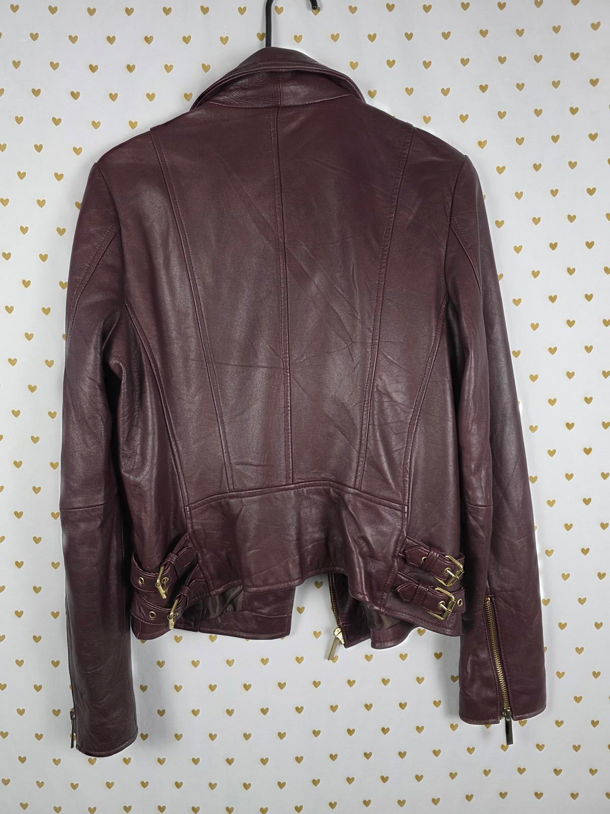 Victoria's Secret SUPER SOFT 100% Leather Motorcycle Moto Jacket Maroon SMALL