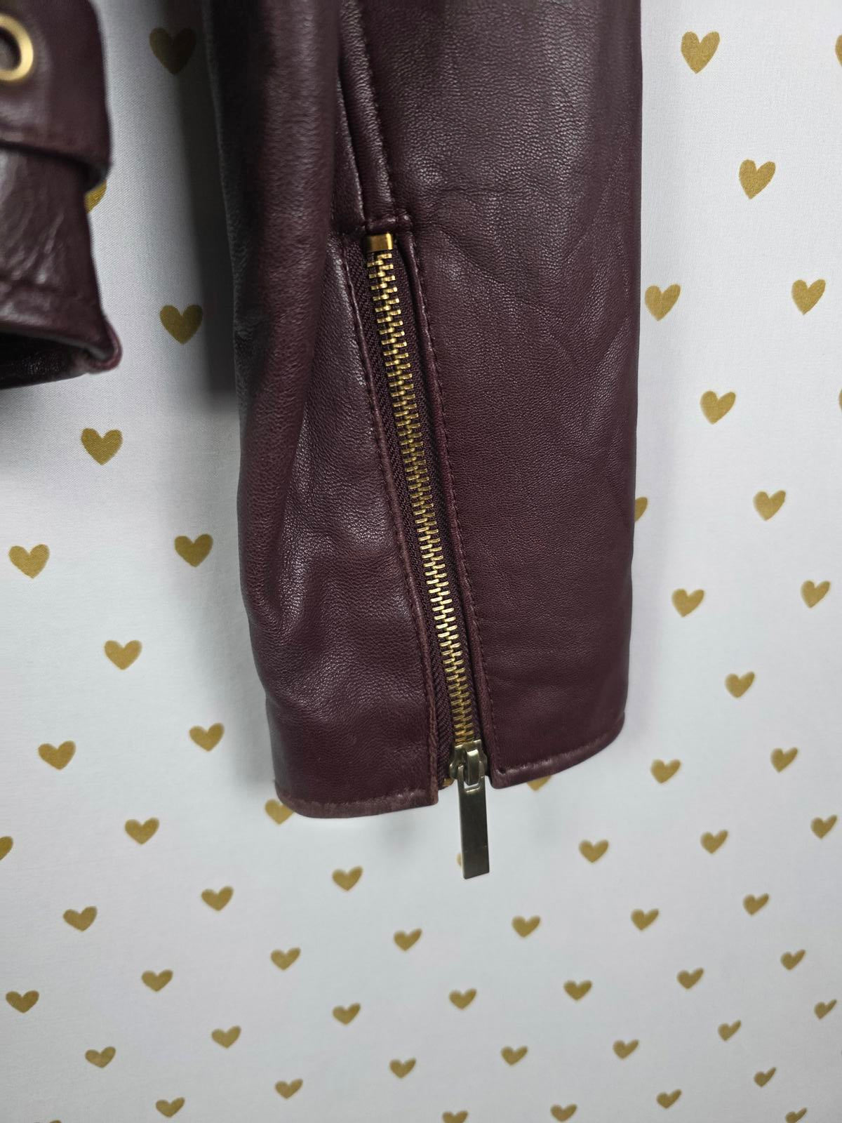 Victoria's Secret SUPER SOFT 100% Leather Motorcycle Moto Jacket Maroon SMALL