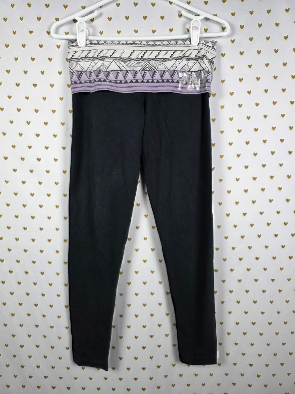 Victorias Secret PINK y2k Yoga FOLDOVER Leggings Glitter Geometric SMALL