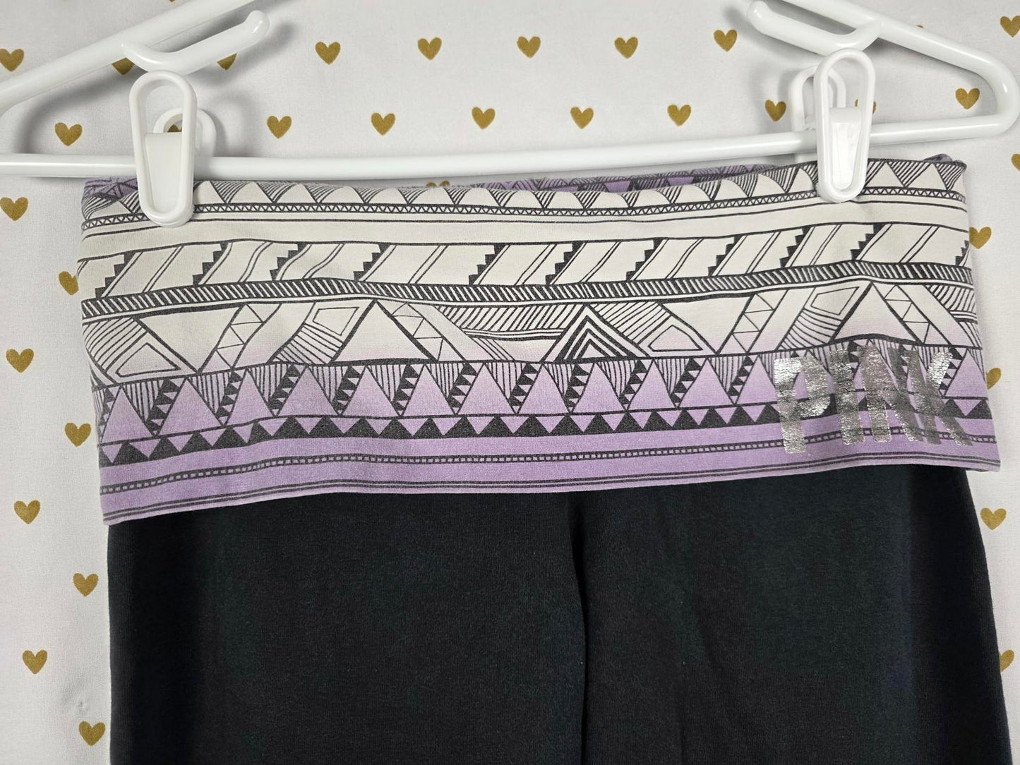 Victorias Secret PINK y2k Yoga FOLDOVER Leggings Glitter Geometric SMALL