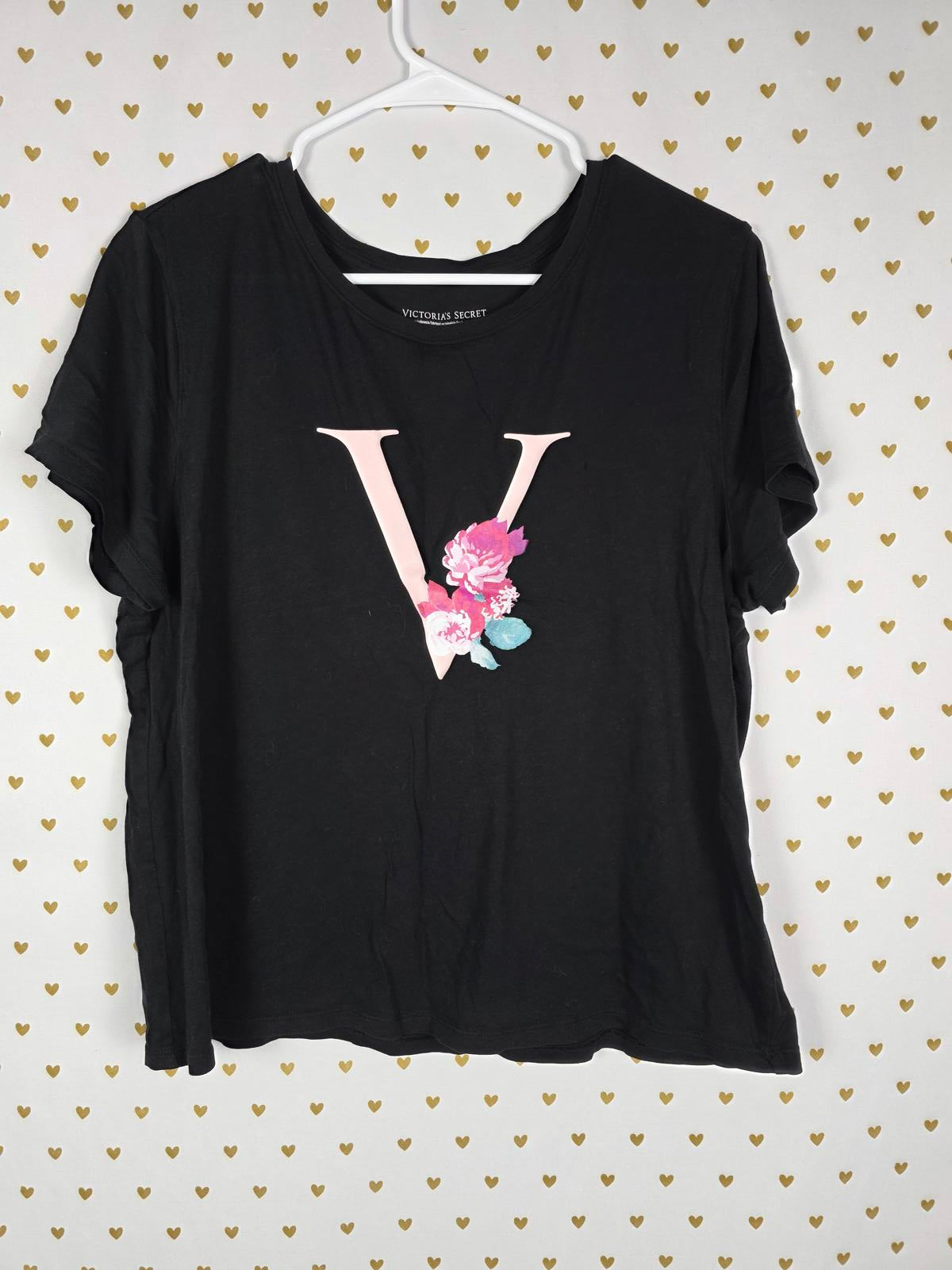Victorias Secret Logo Baby tee shirt Large Floral
