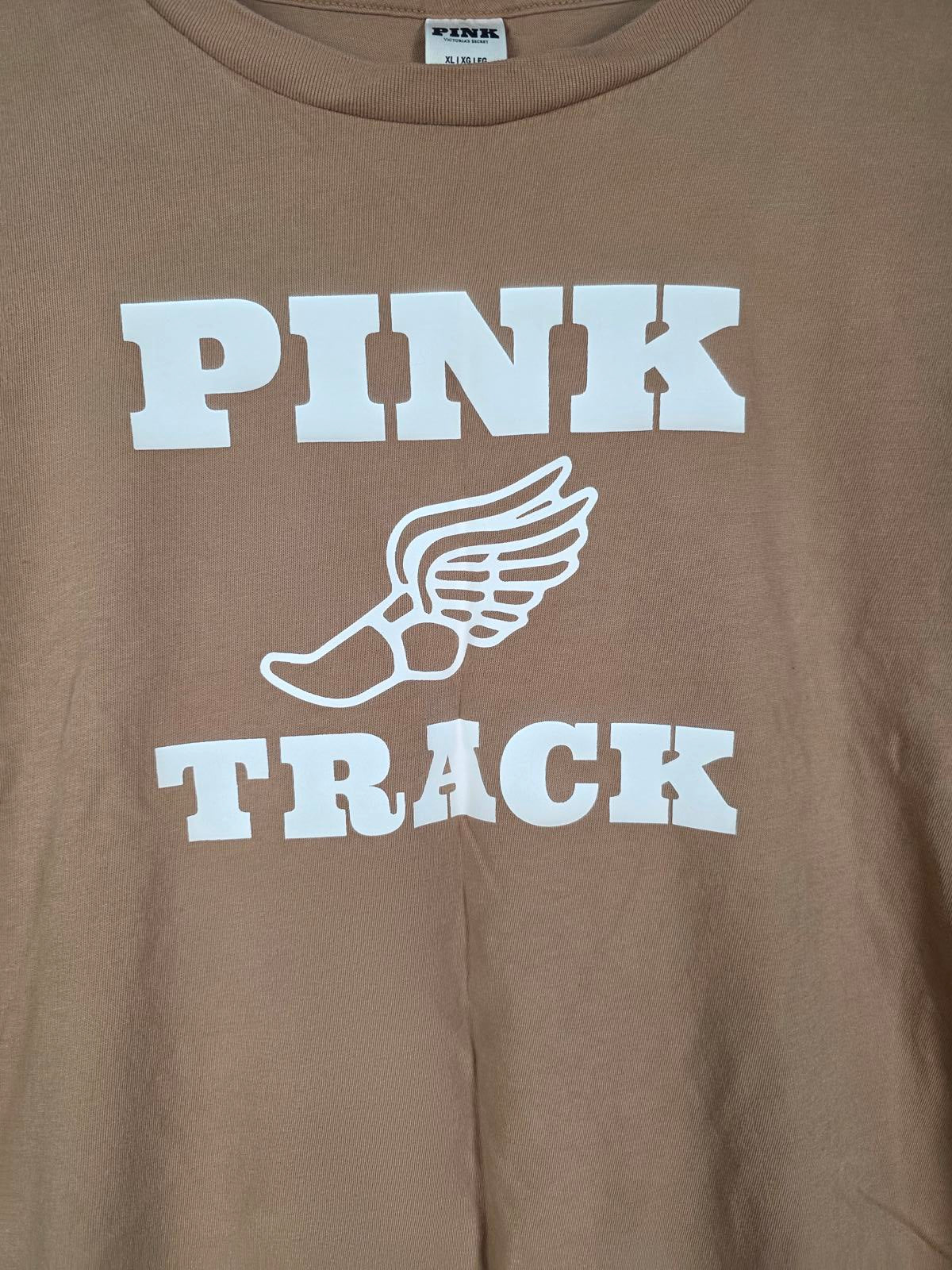 Victorias Secret PINK TRACK Tee Shirt XL Brown Top