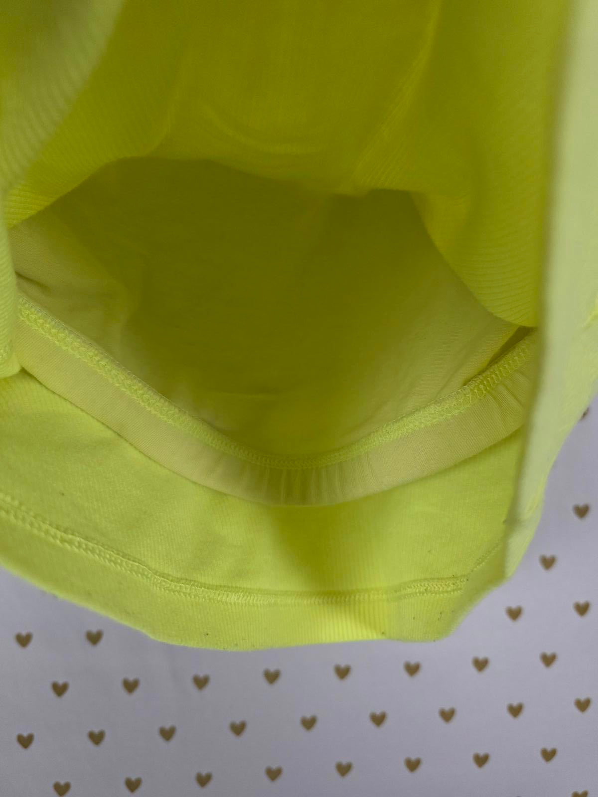 Victorias Secret PINK Textured Neon Yellow Tank Top Cropped Shelf Bra SMALL