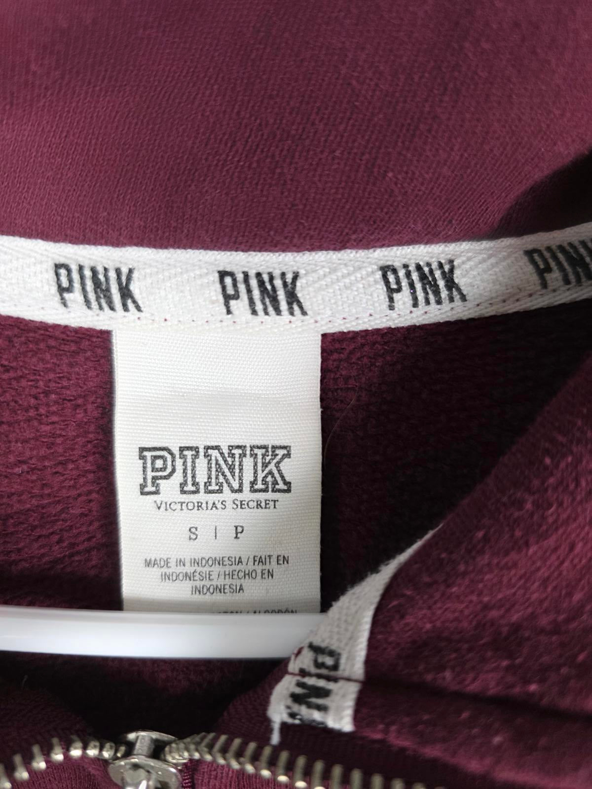 Victorias Secret Pink maroon Quarter Zip 86 Pullover Sweater Shirt SMALL