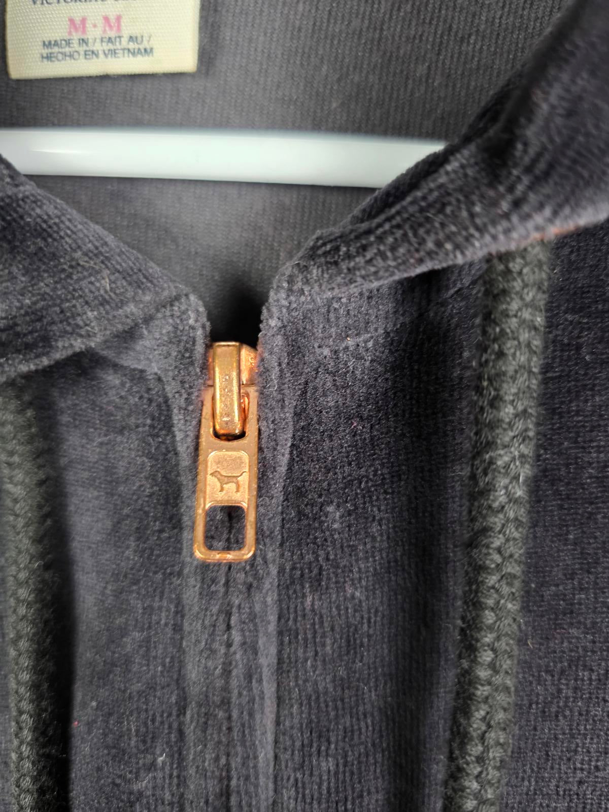 Victorias Secret Pink GOLD Velour Snake Print Bling Full Zip VTG Y2k Hoodie MED